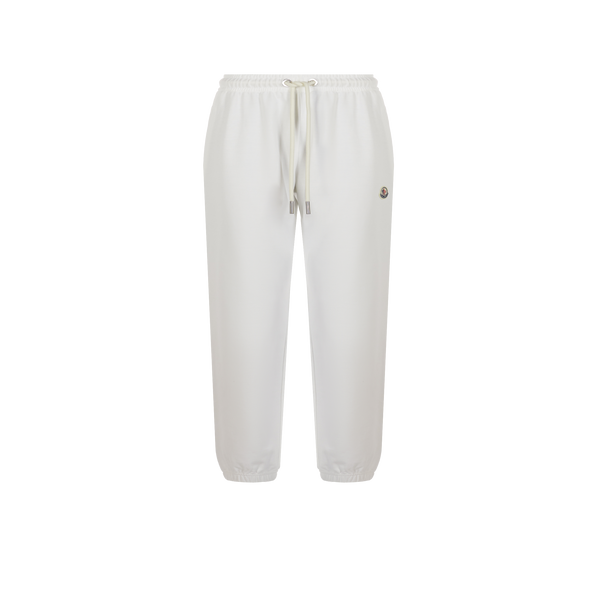 Moncler Logo Cotton Trousers In White
