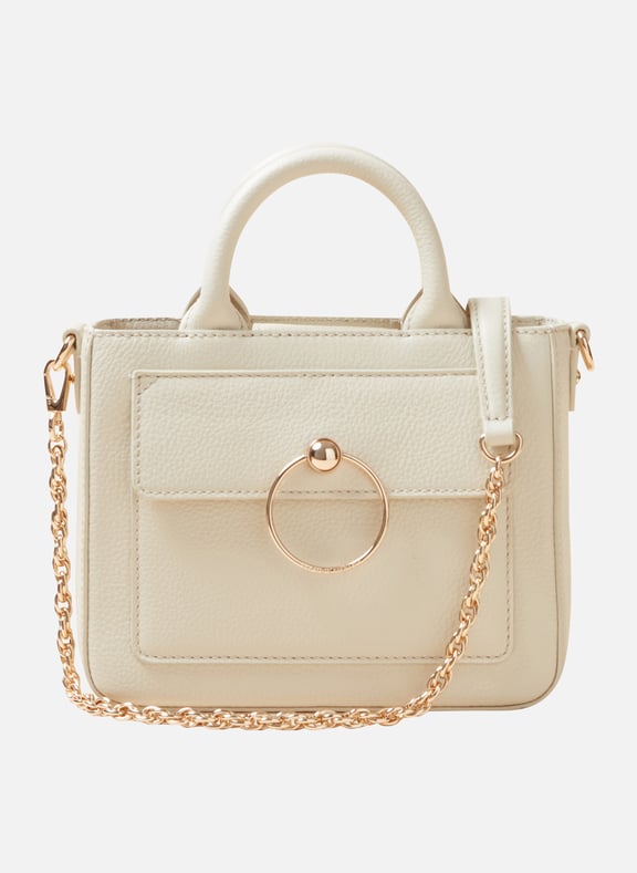 Sac bandoulière en cuir grainé avec chaîne Beige by CLAUDIE PIERLOT CLAUDIE PIERLOT Sac bandoulière en cuir grainé avec chaîne Beige