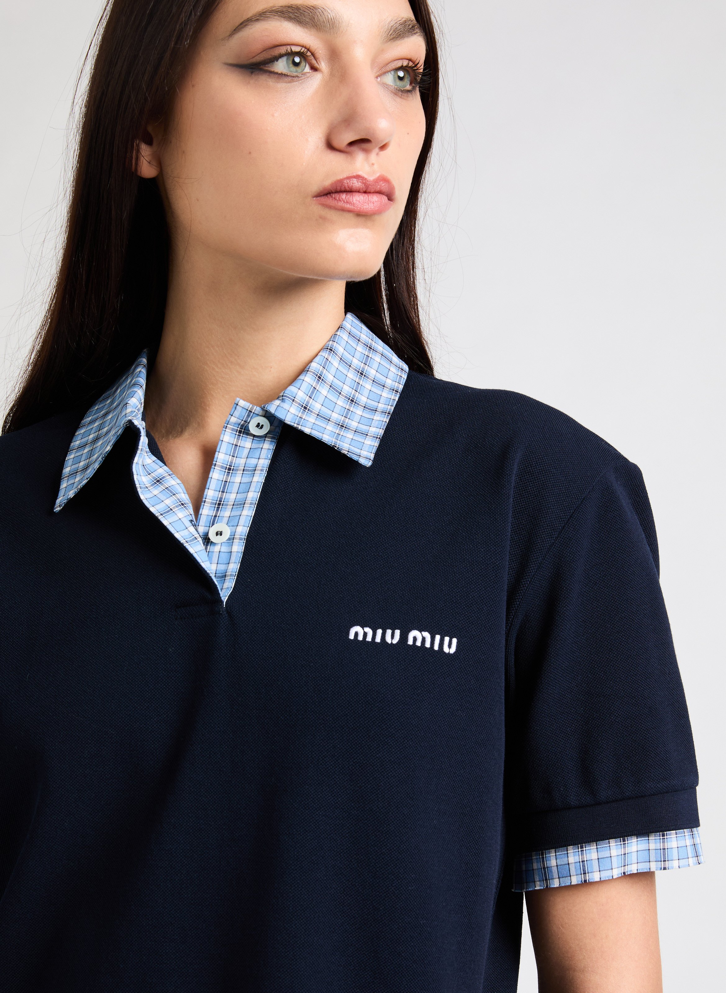 Polo en coton MIU MIU Bleu