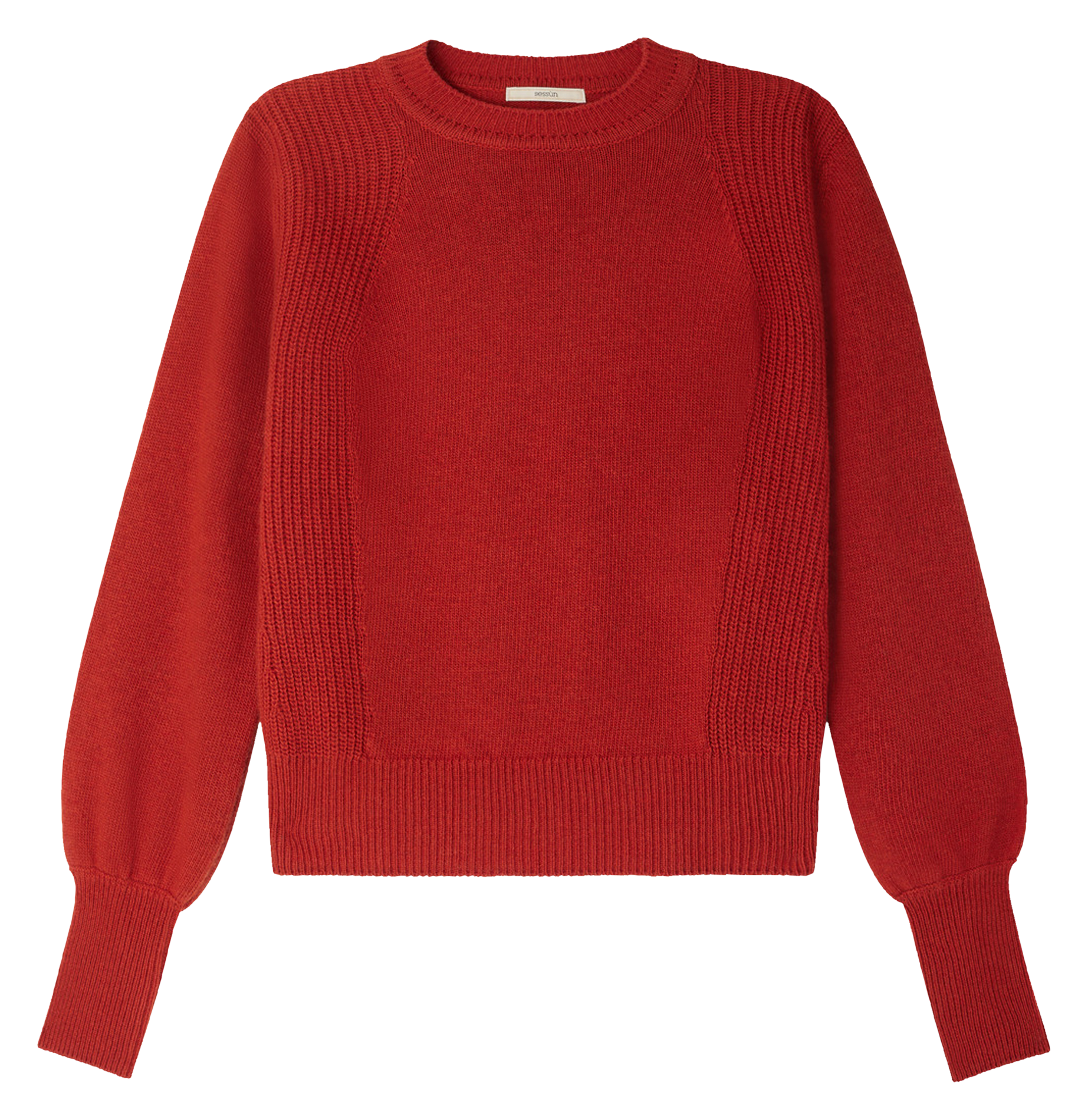 Pull col rond droit en laine baysilte SESSUN Rouge