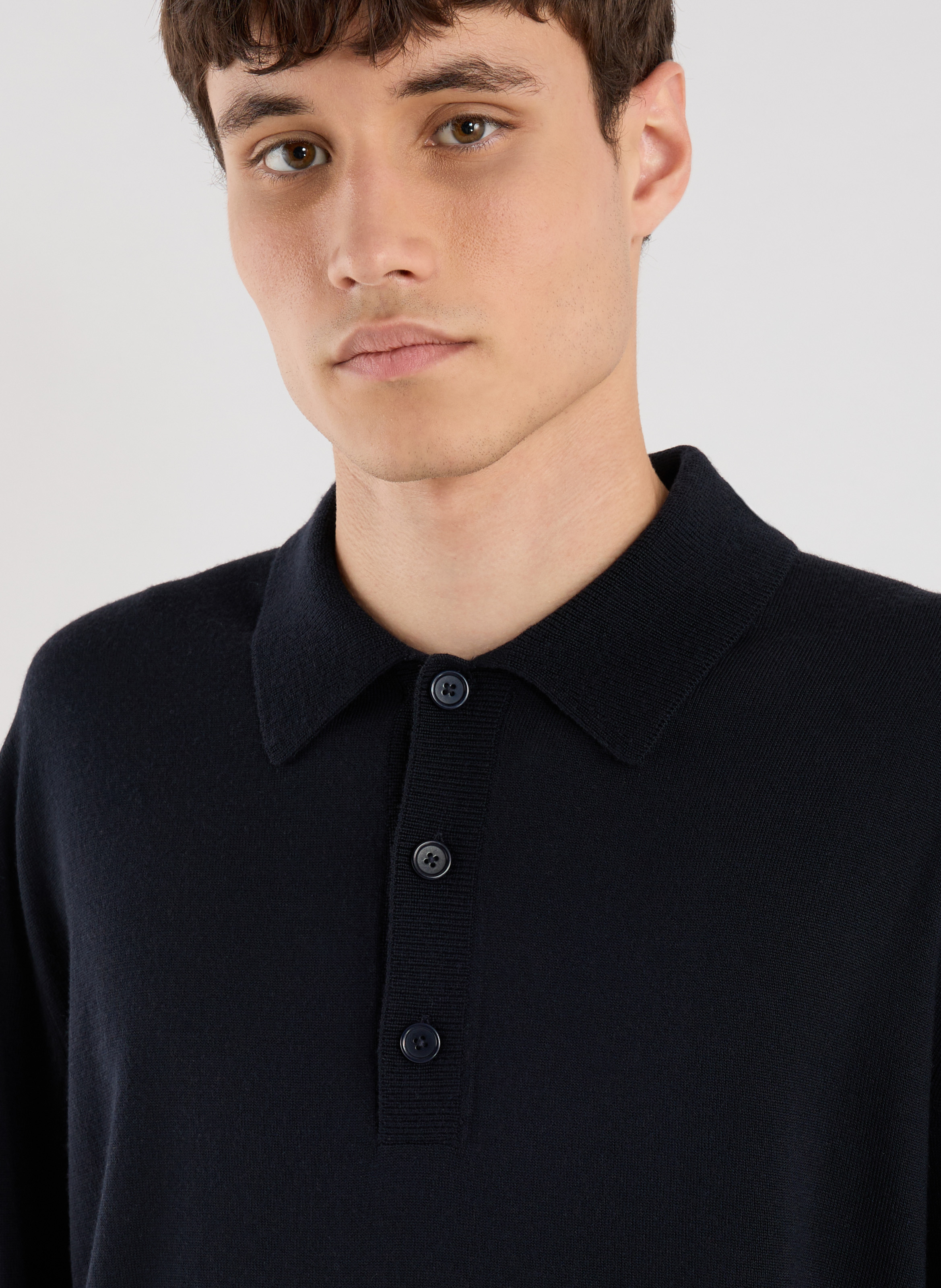 Merino wool polo neck sweater SAISON 1865 Blue