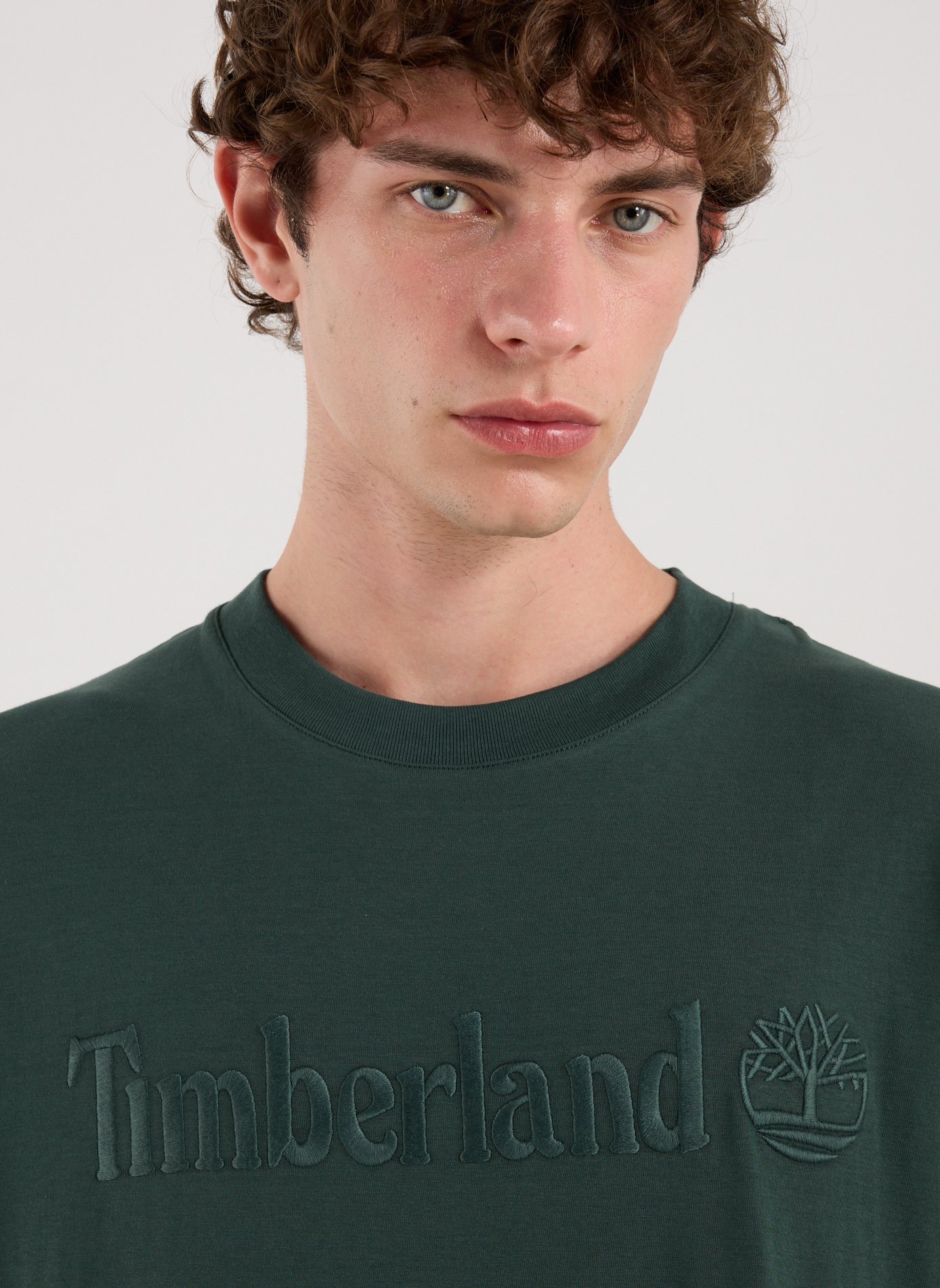 Straight embroidered cotton t-shirt TIMBERLAND Green