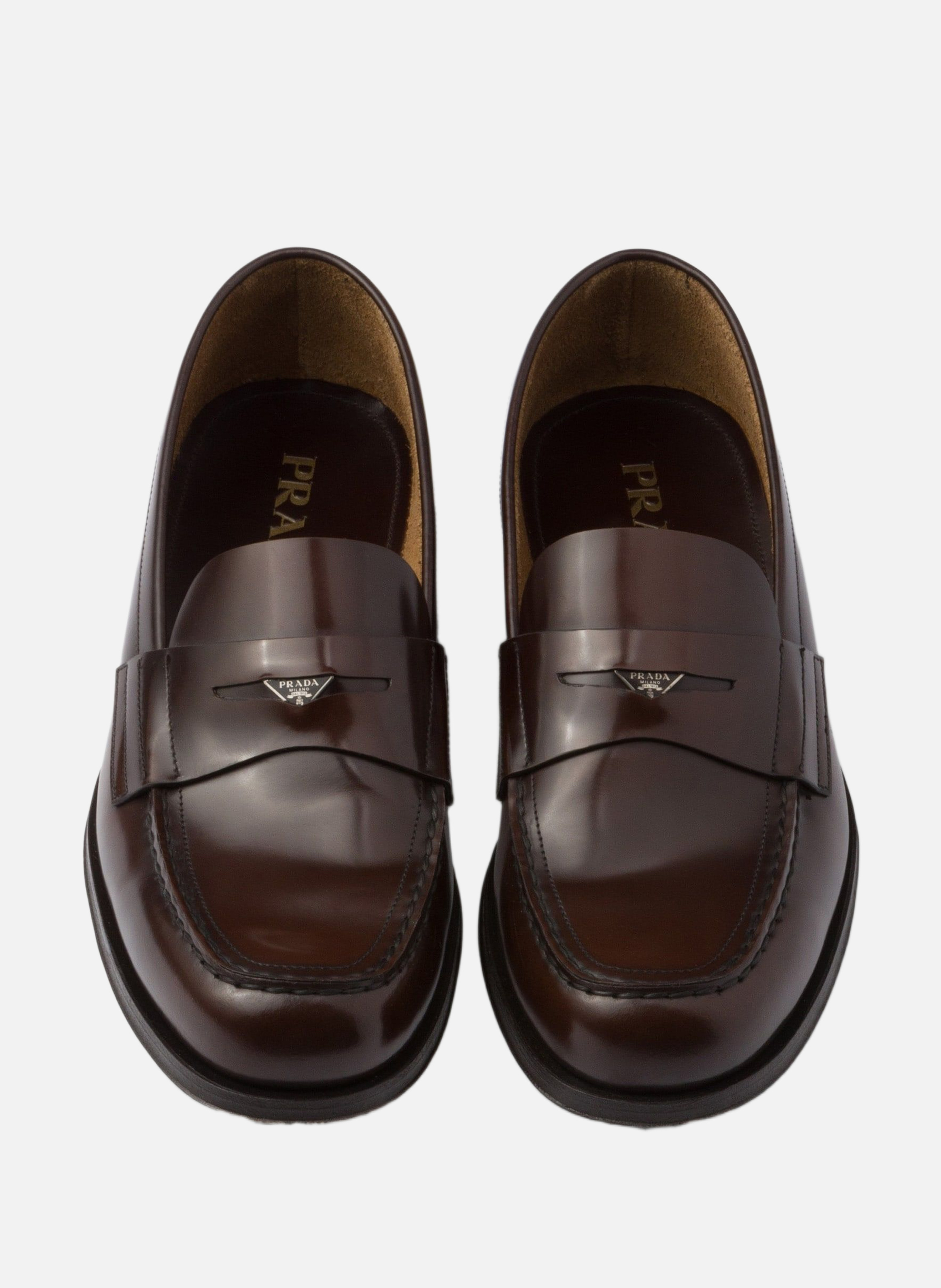Mocassins en cuir brossé PRADA Marron
