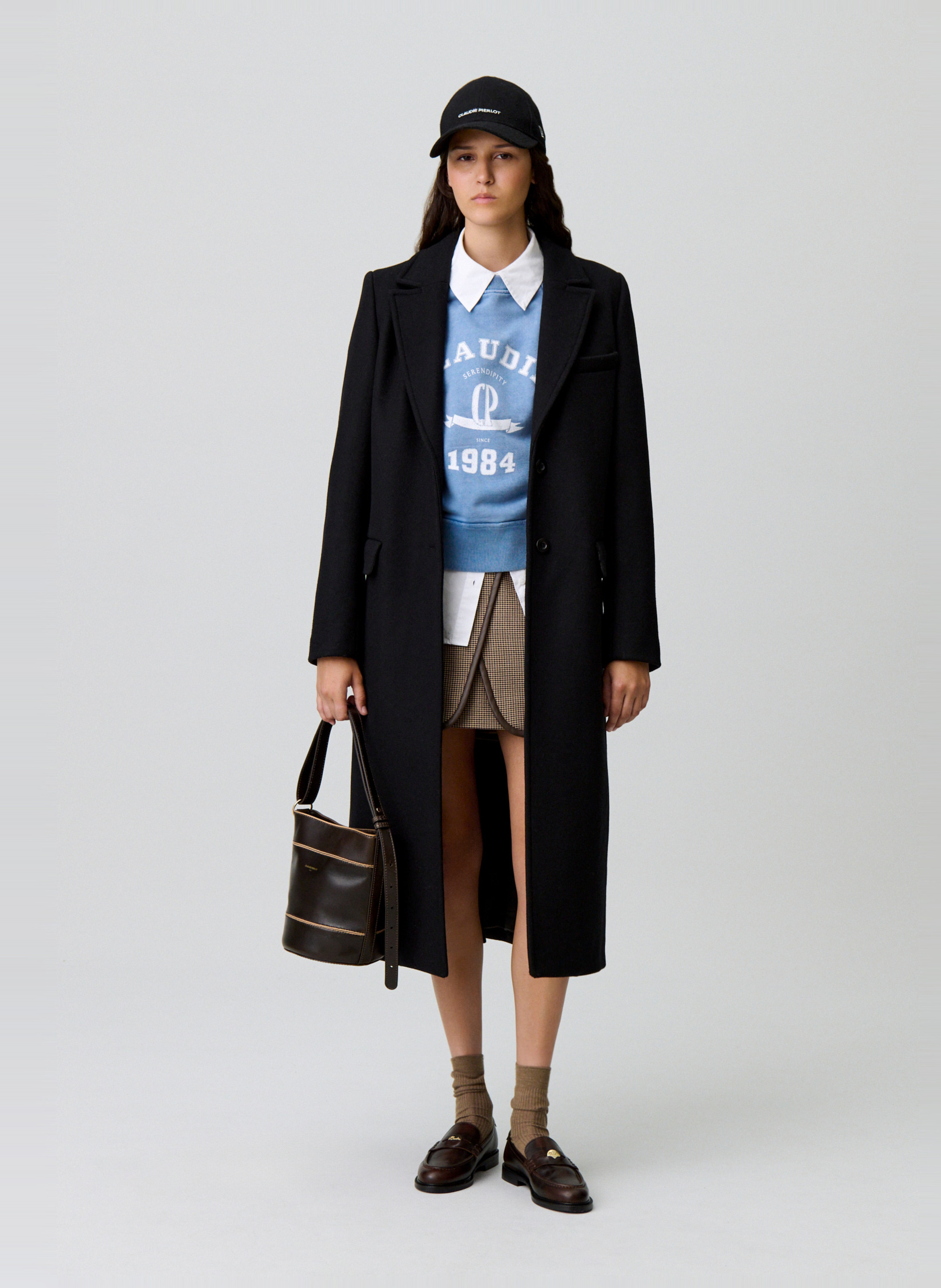 Manteau mi-long oversize uni ginny CLAUDIE PIERLOT Noir