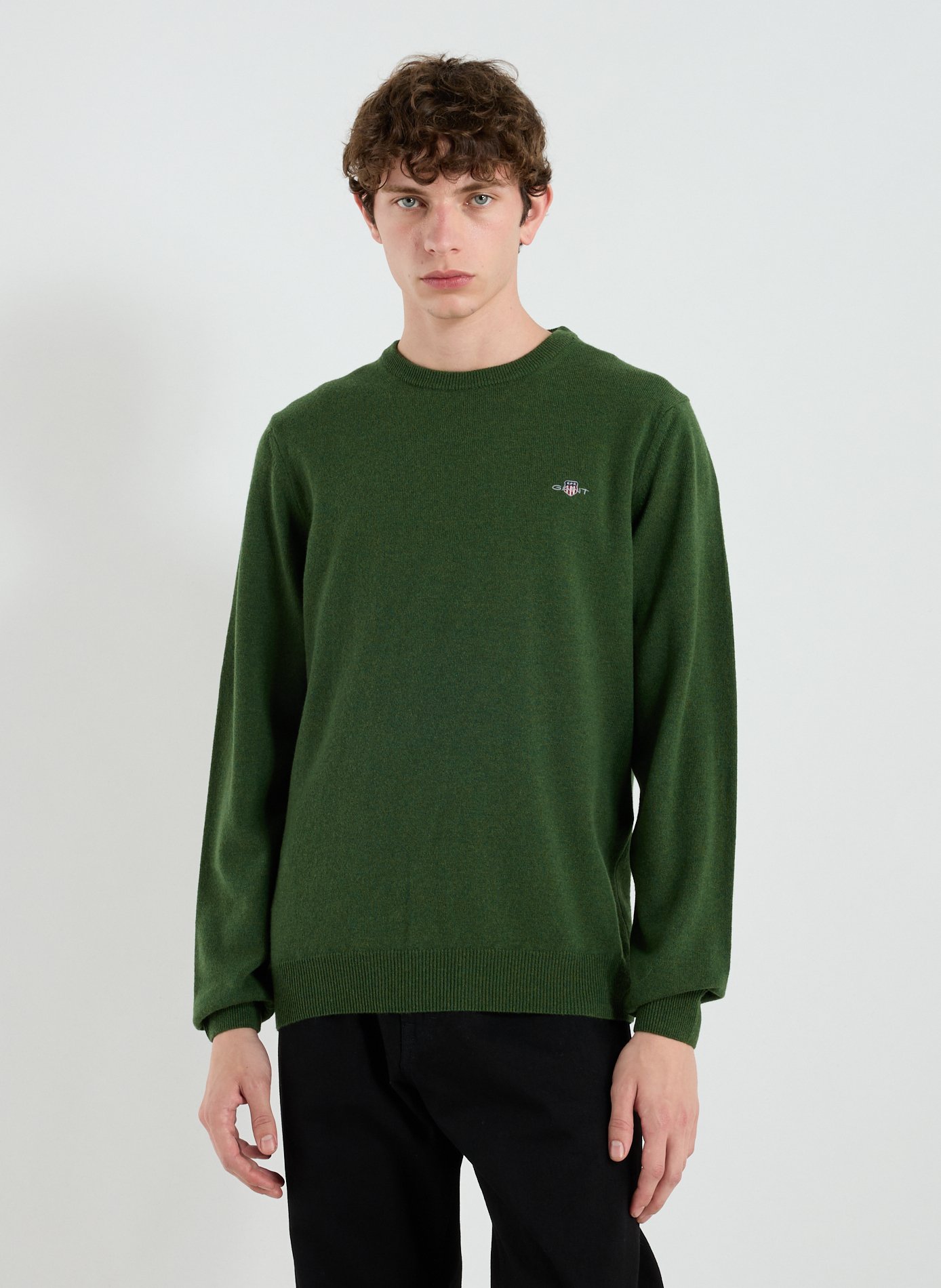 GANT Pull col rond en laine Vert