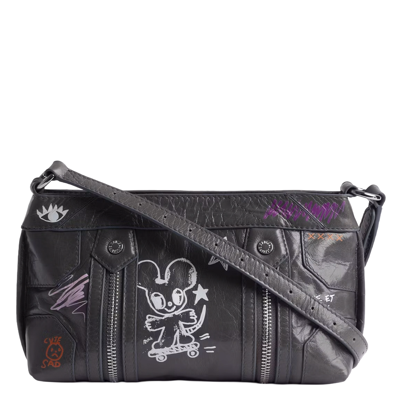 Sac banvoulière en cuir sunny mood ZADIG&VOLTAIRE Gris