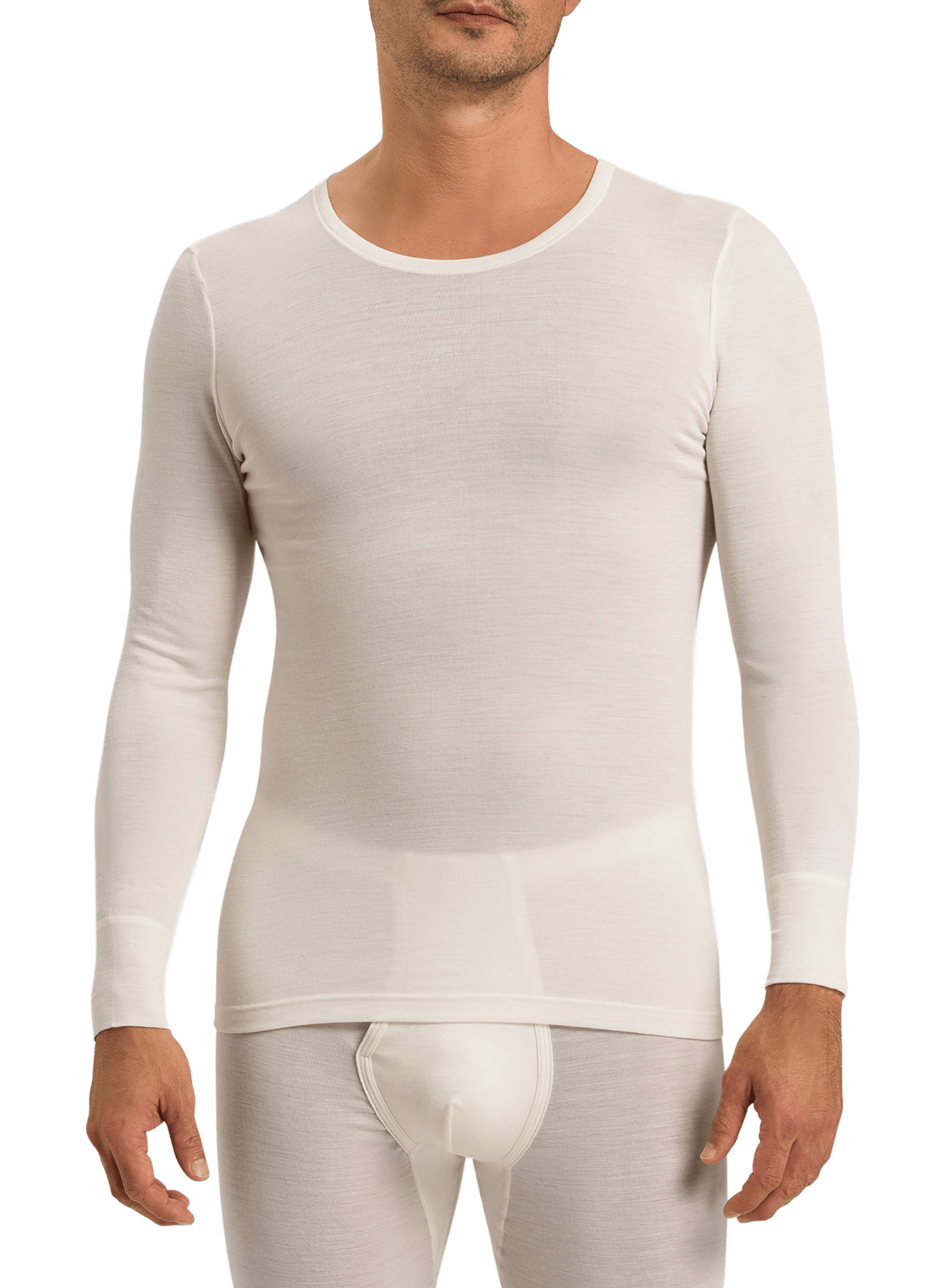 HANRO Long-sleeved wool and silk T-shirt Beige