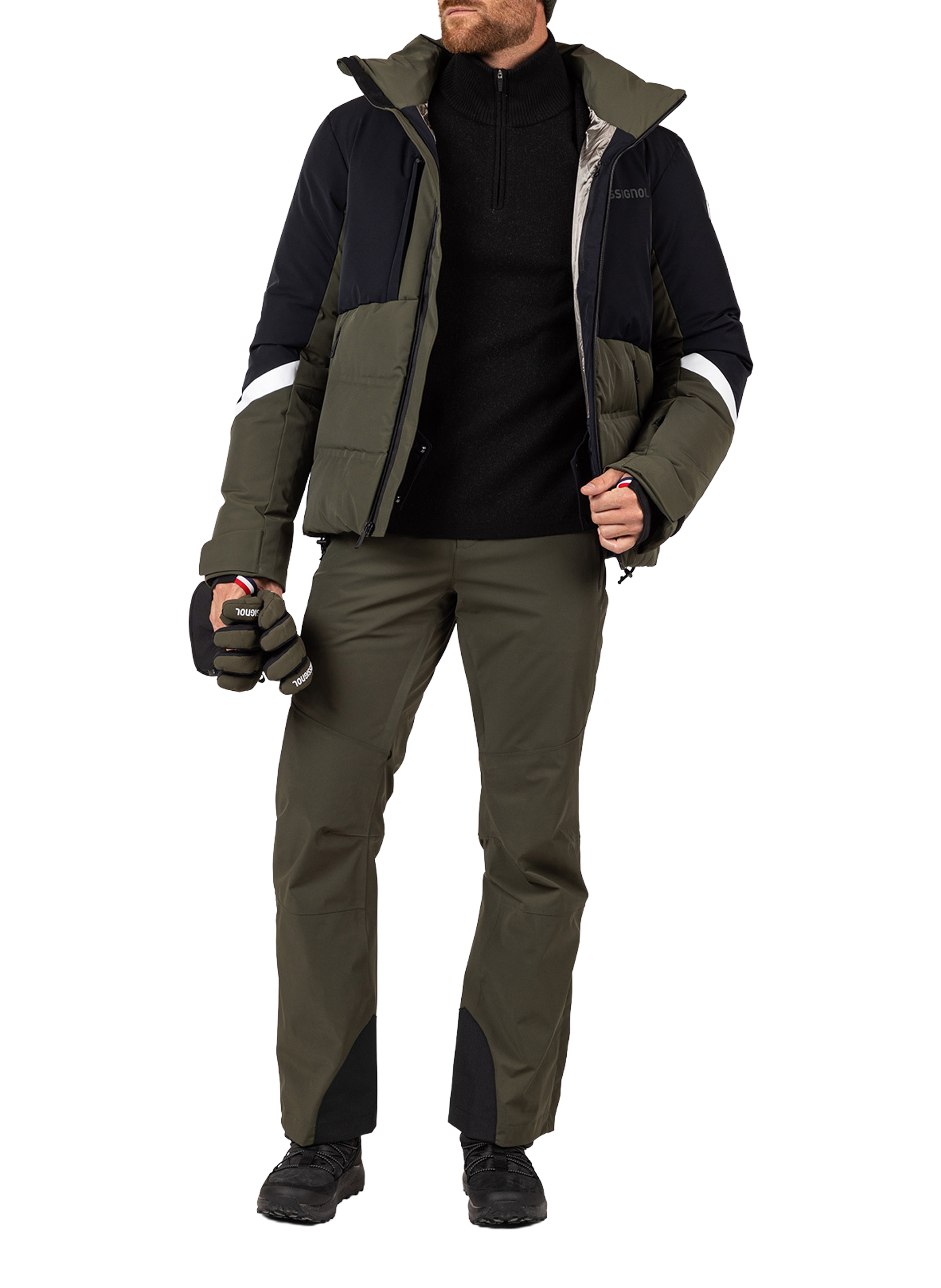 Ski pants with suspenders ROSSIGNOL Khaki