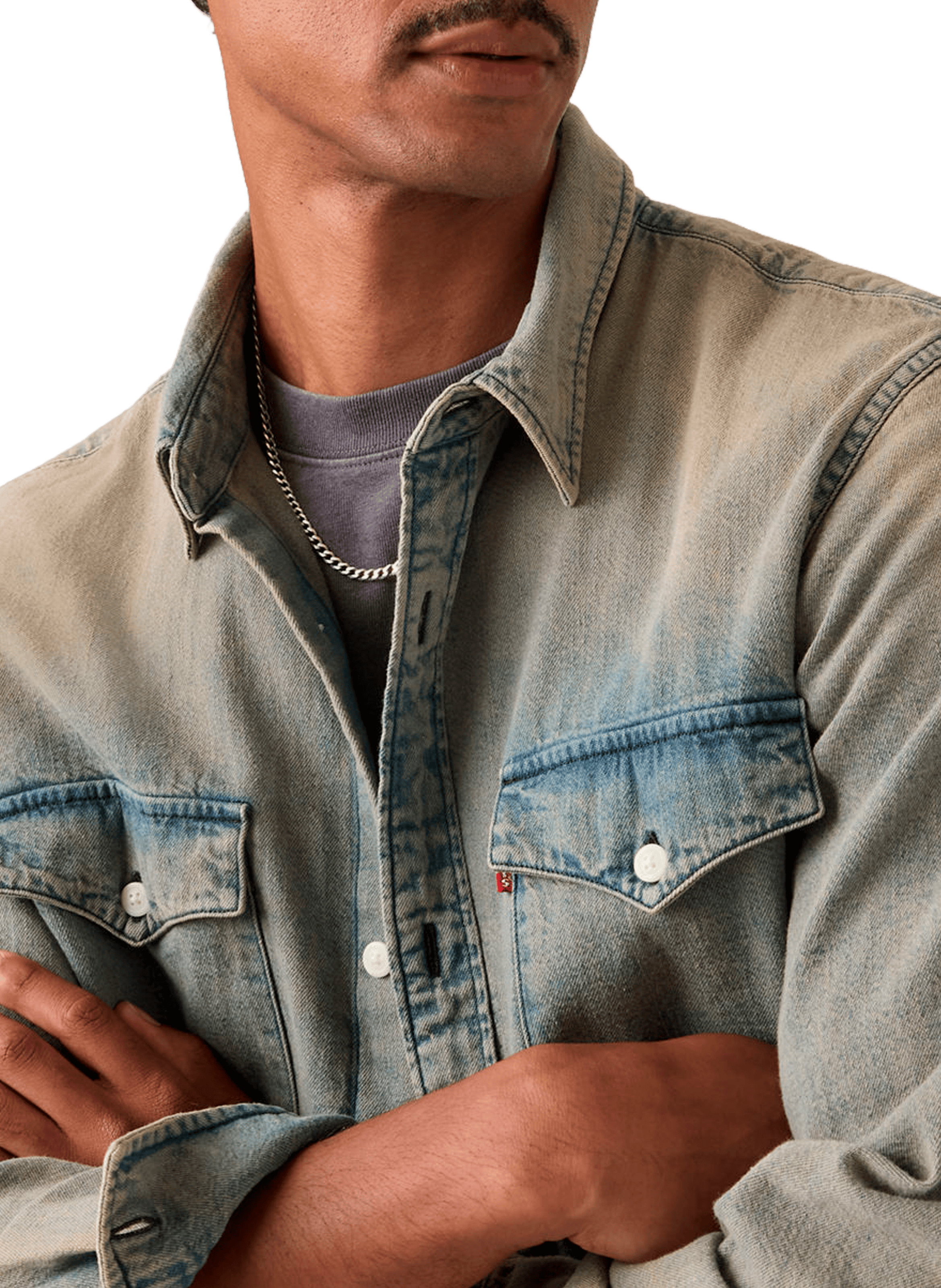 Chemise à manches longues en denim de coton LEVI'S Bleu