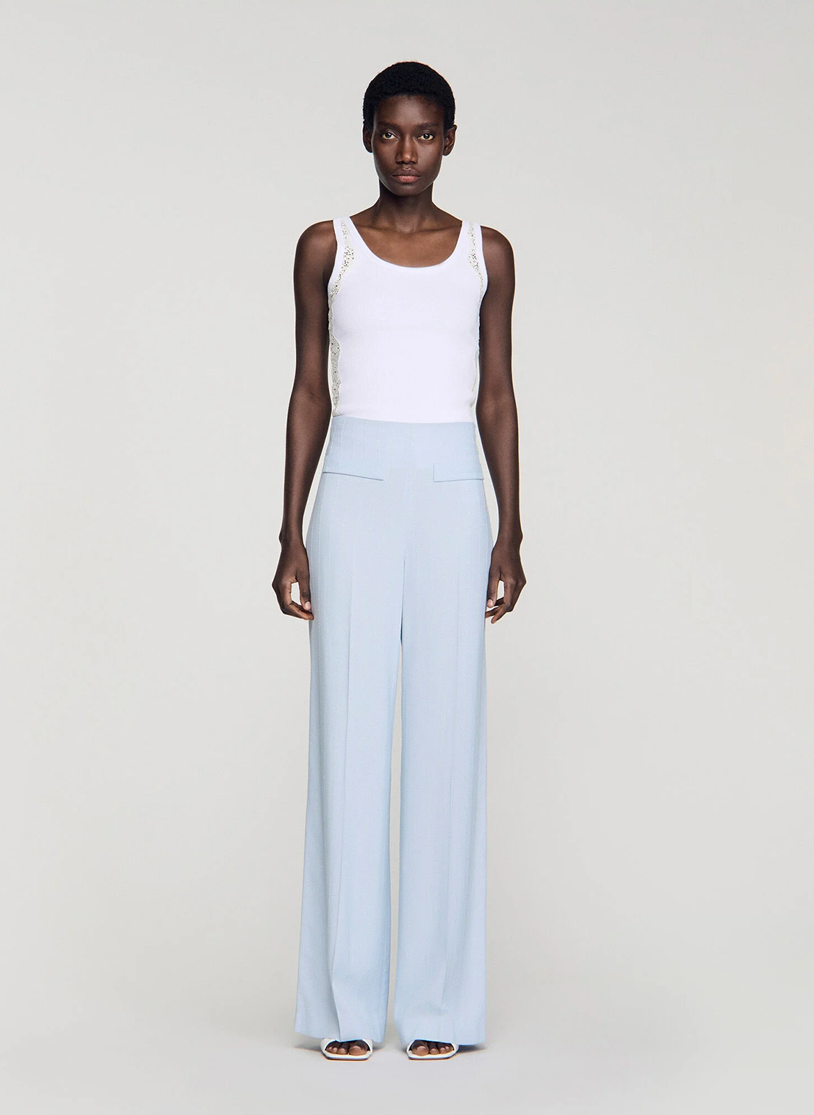 Pantalon droit à rayures SANDRO Bleu