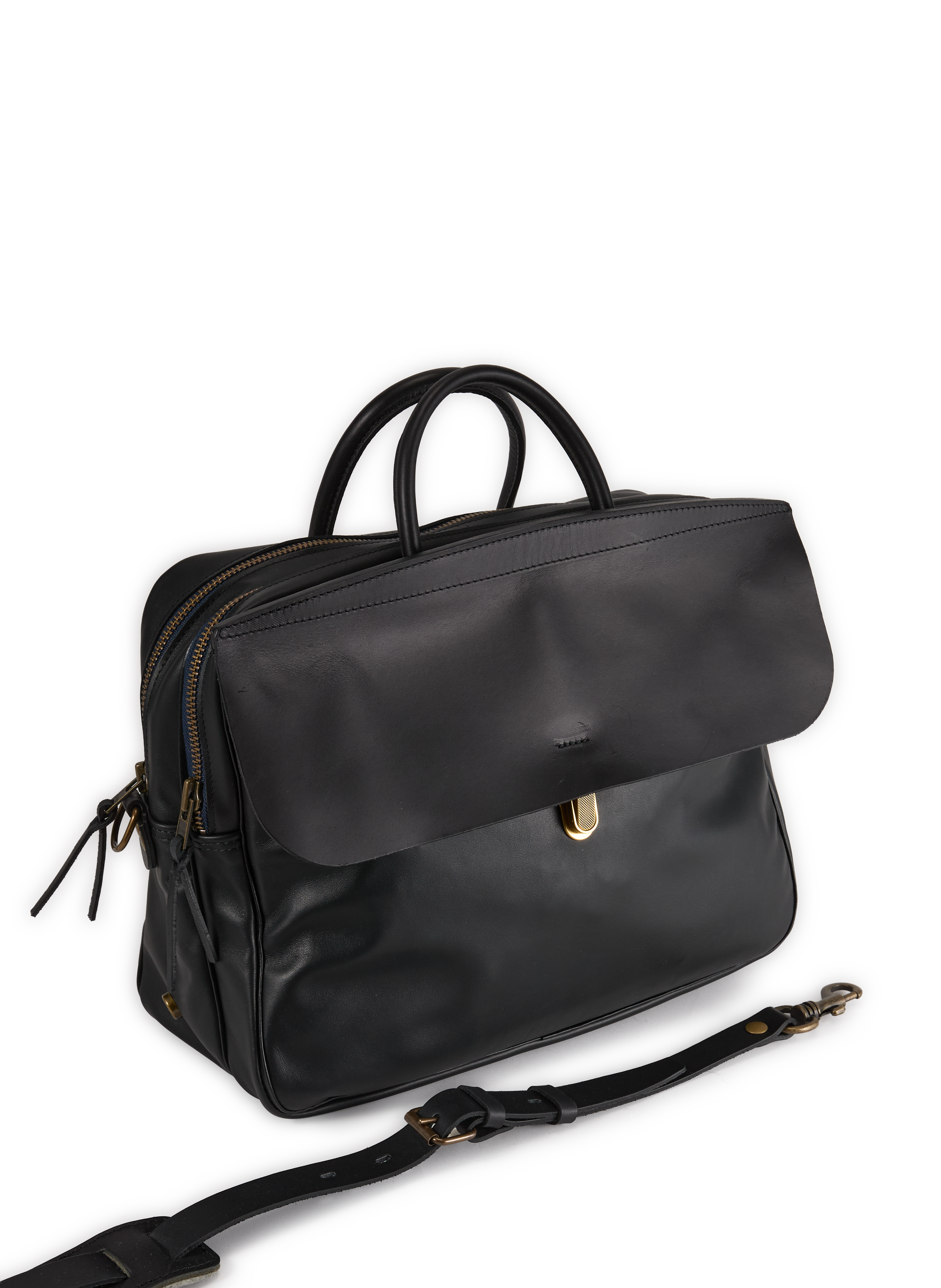 Zeppo cowhide leather business bag BLEU DE CHAUFFE Black