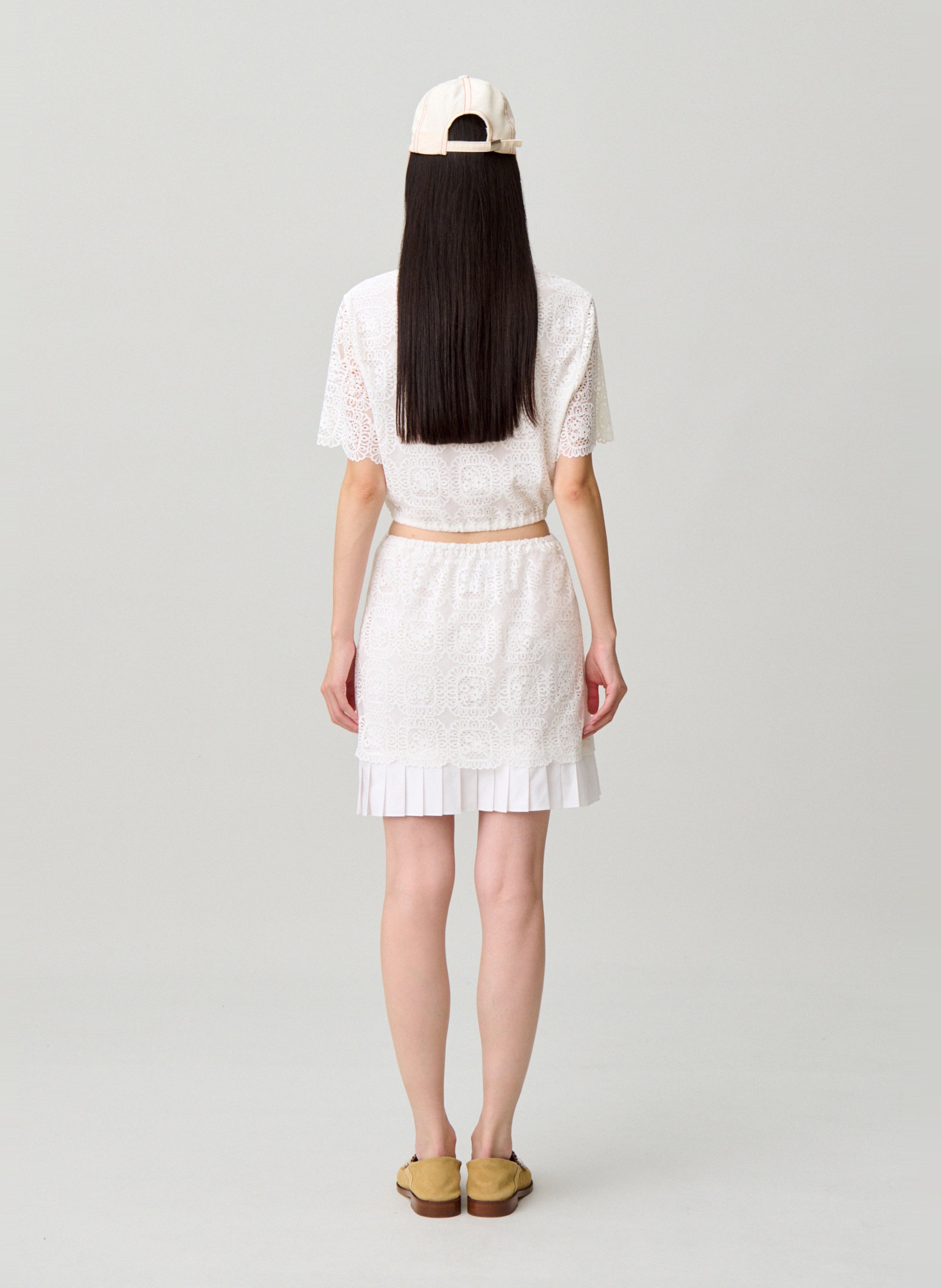 Jupe courte droite plissée CLAUDIE PIERLOT Blanc