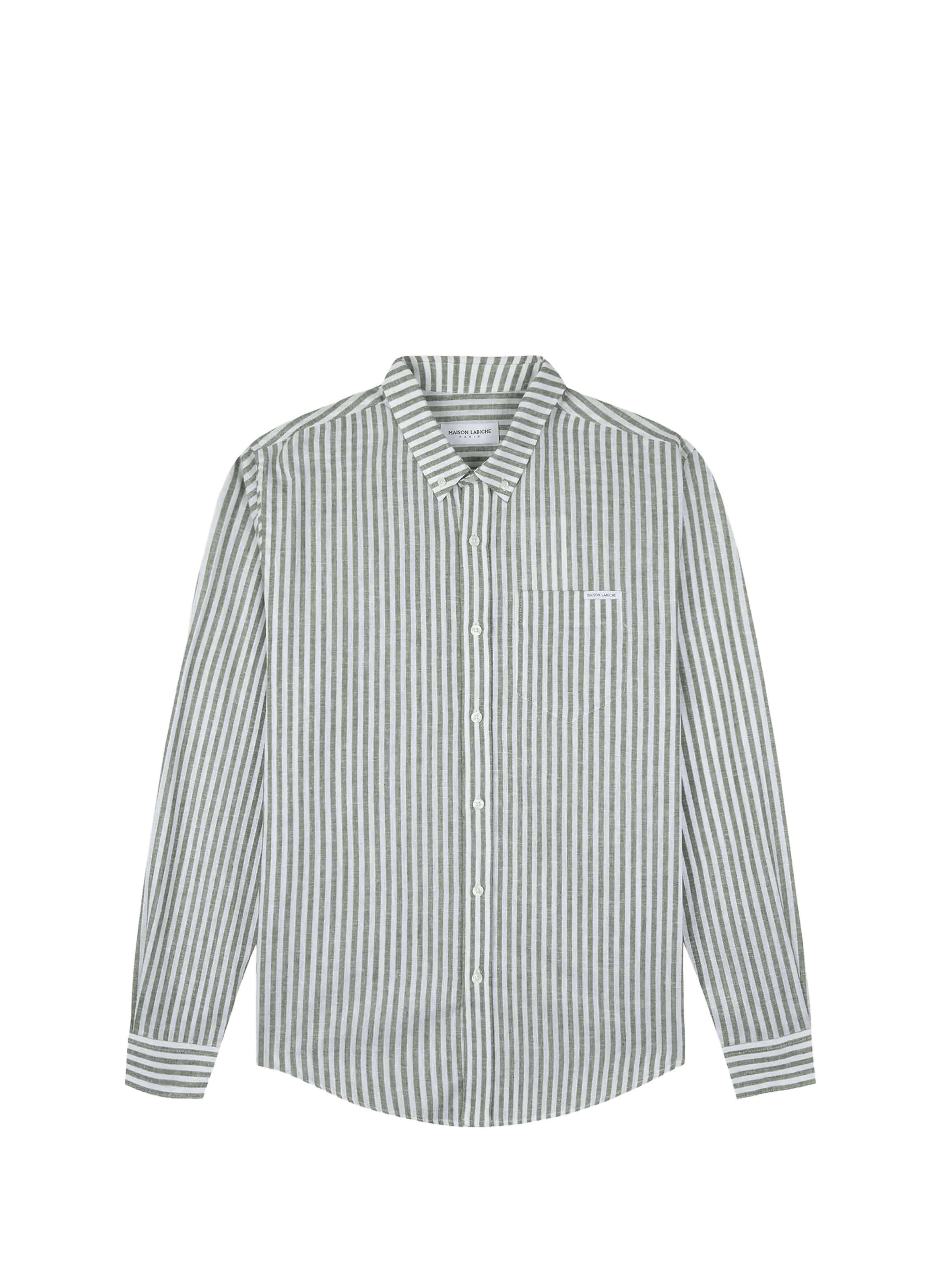 Chemise Carnot rayée en lin et coton MAISON LABICHE Vert