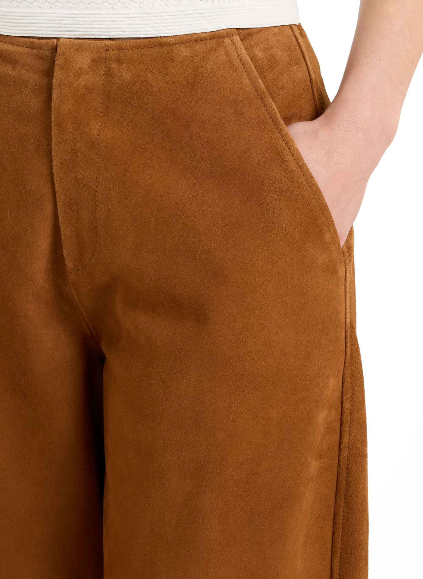Pantalon Arell en cuir suède SAISON 1865 Marron