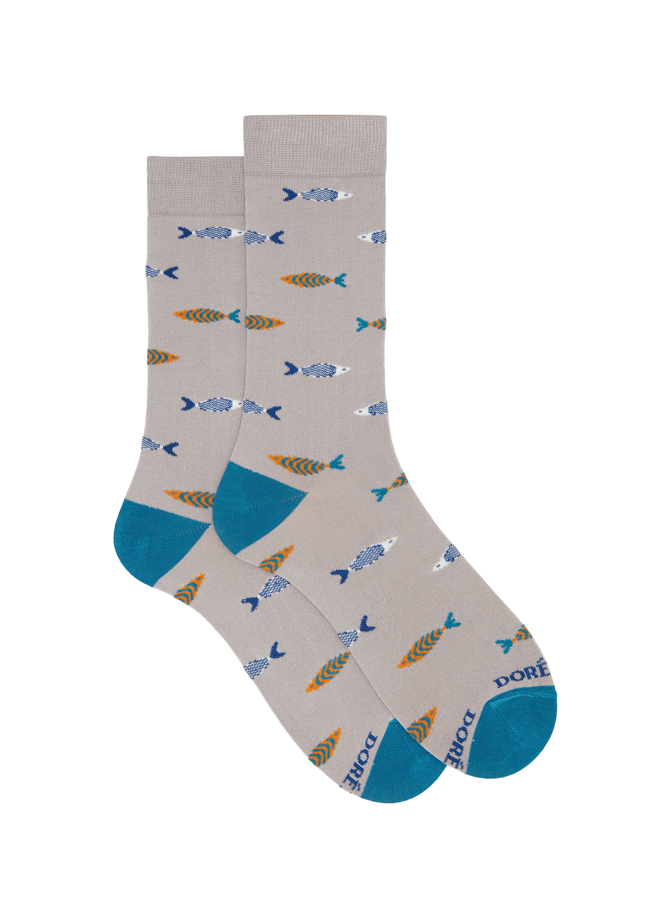 Mid-calf fish patterned cotton blend socks DORÉ DORÉ Grey