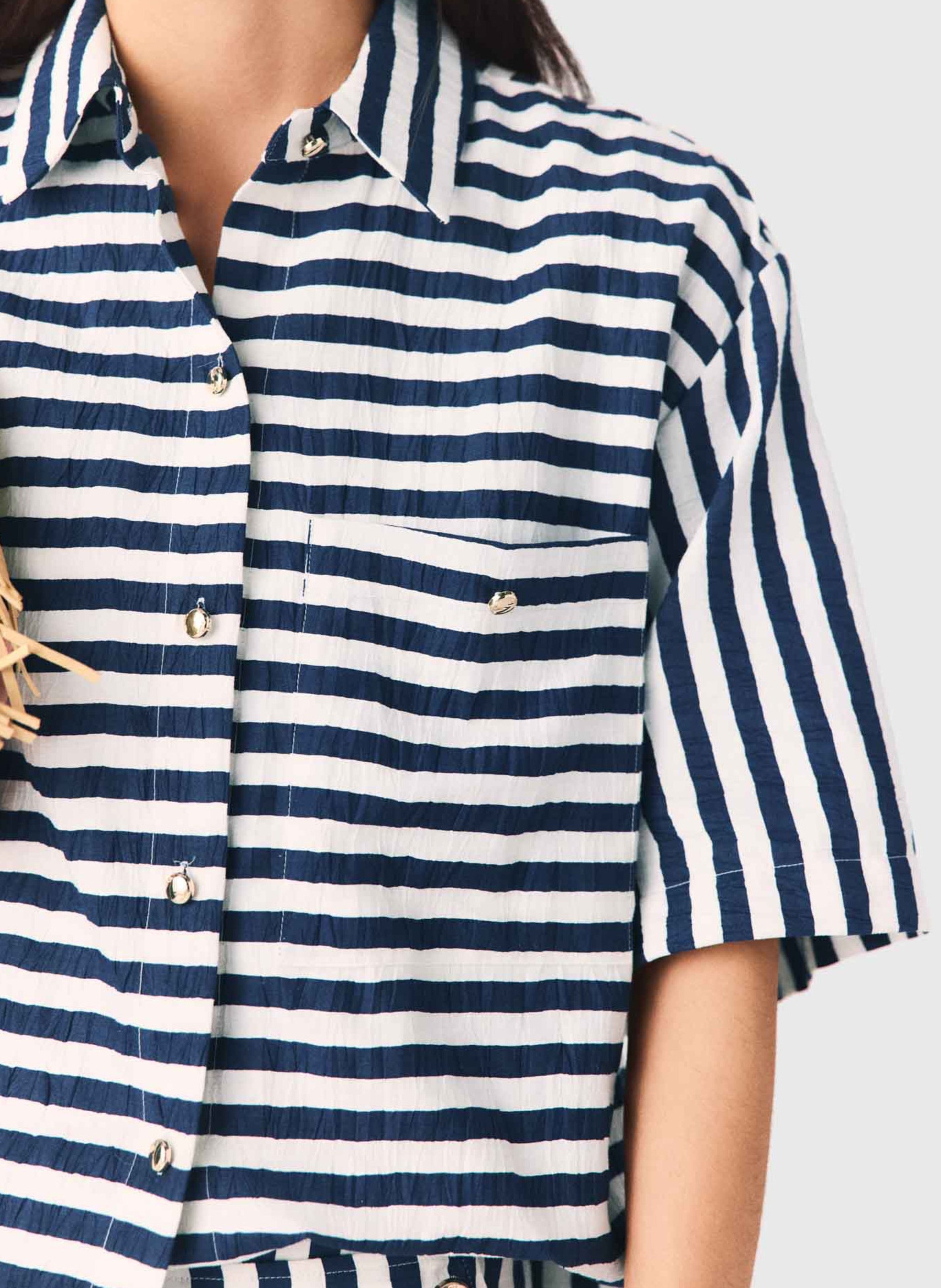 Chemise droite col classique à rayures MAJE Blanc