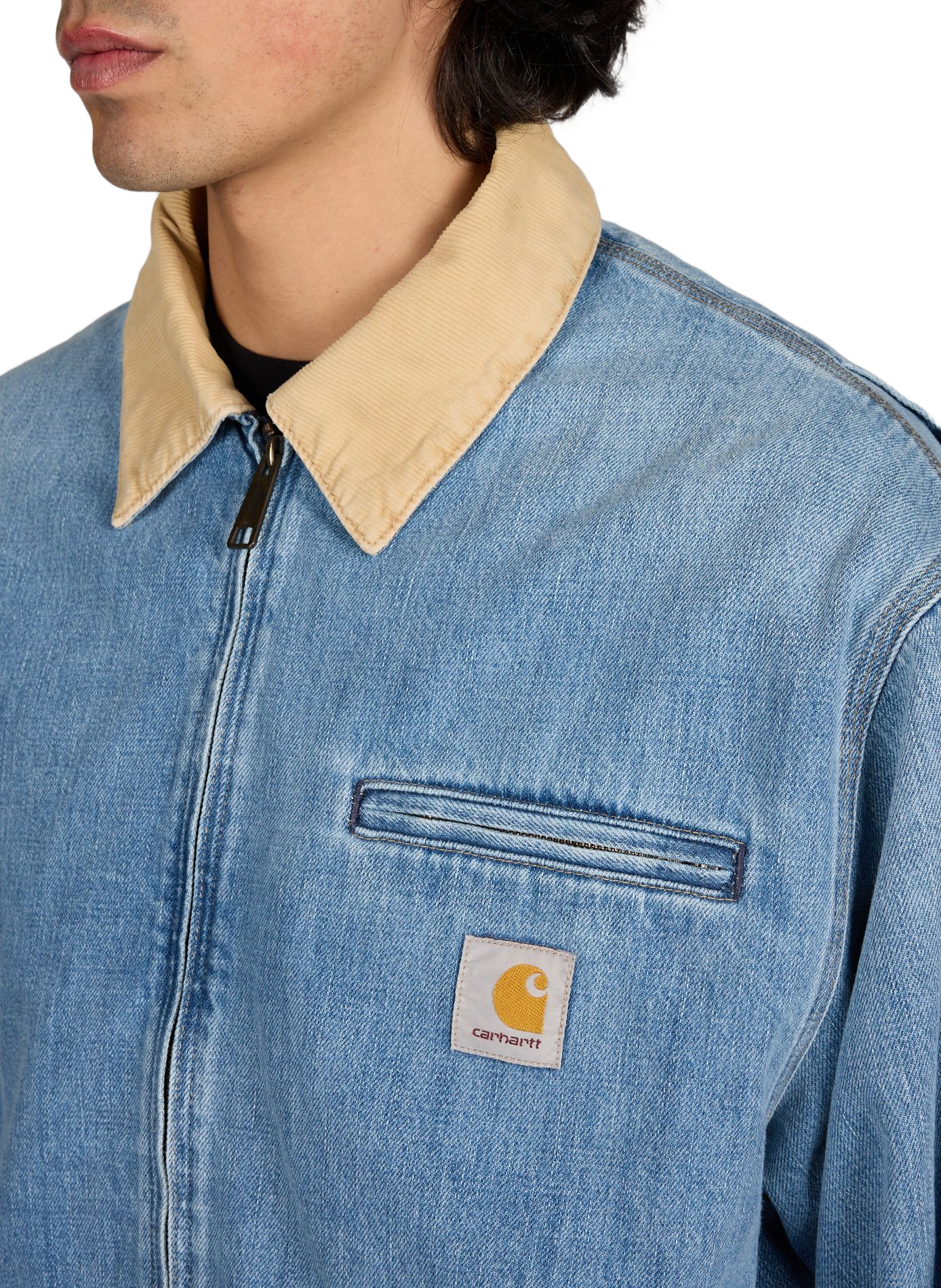 Veste denim zippée à poche poitrine en coton CARHARTT WIP Bleu