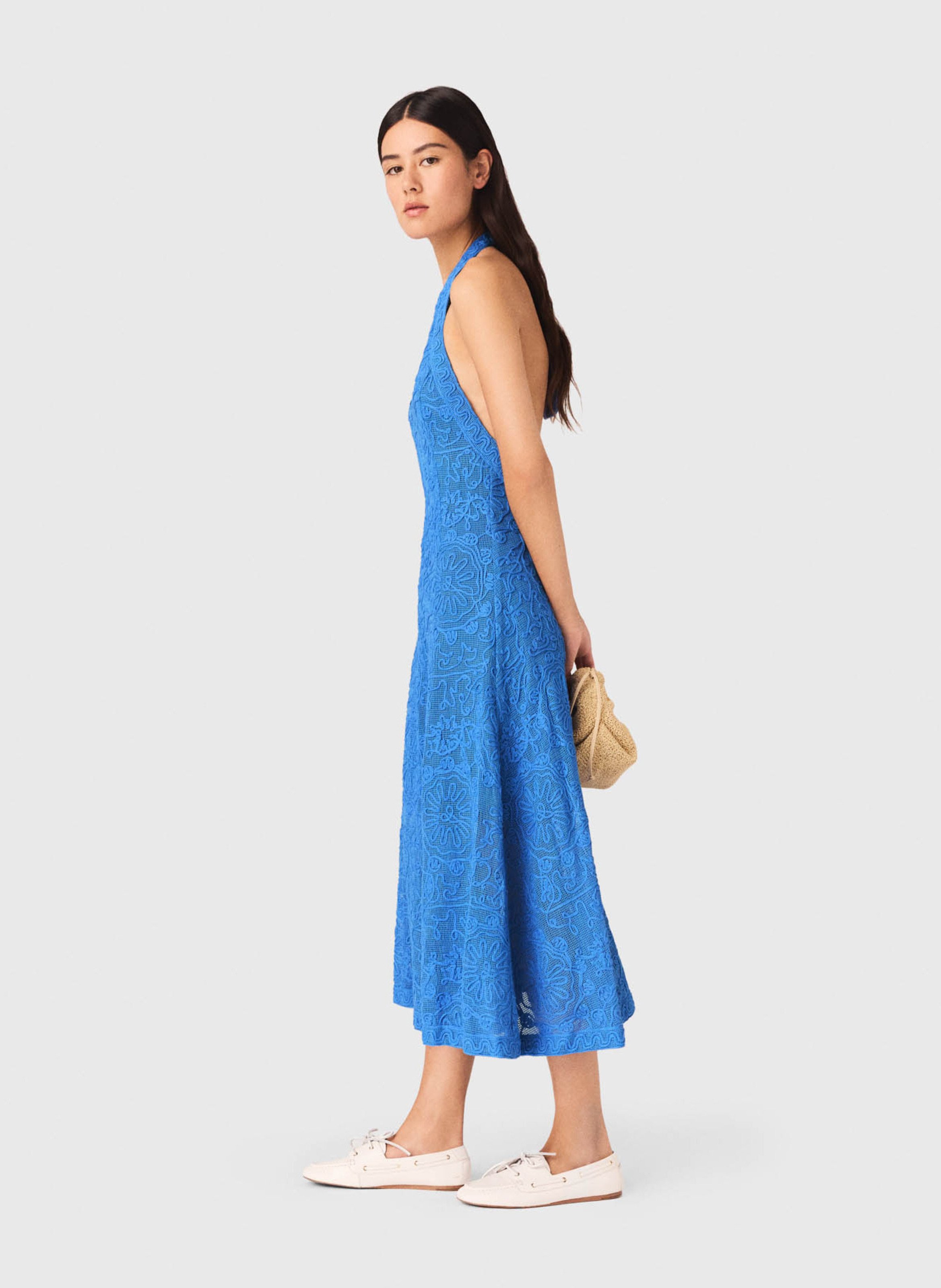 Robe longue en coton Bleu