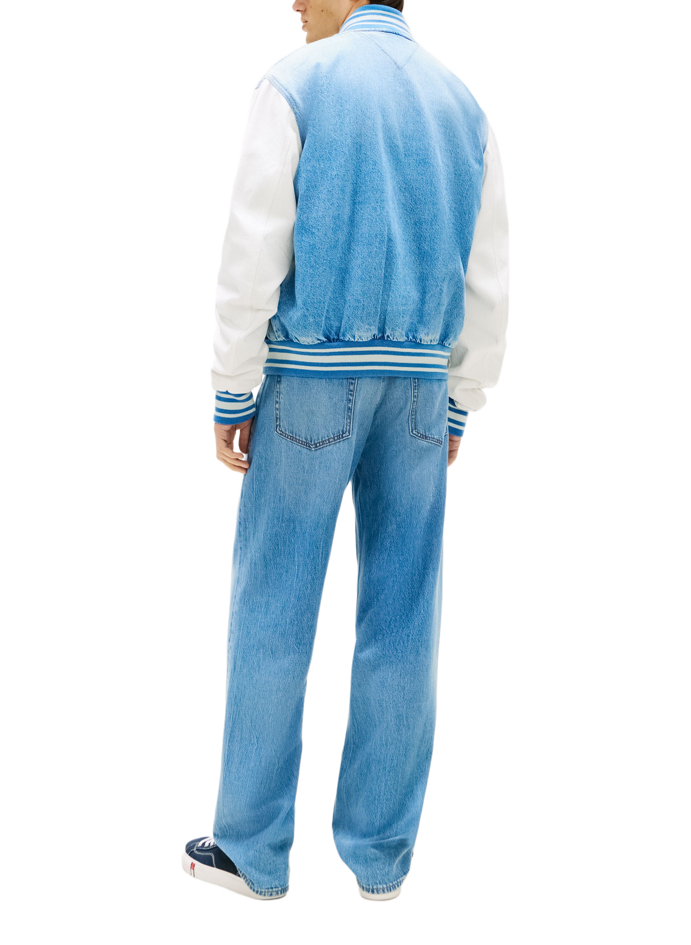 Denim bomber jacket with contrasting sleeves in cotton TOMMY HILFIGER Blue