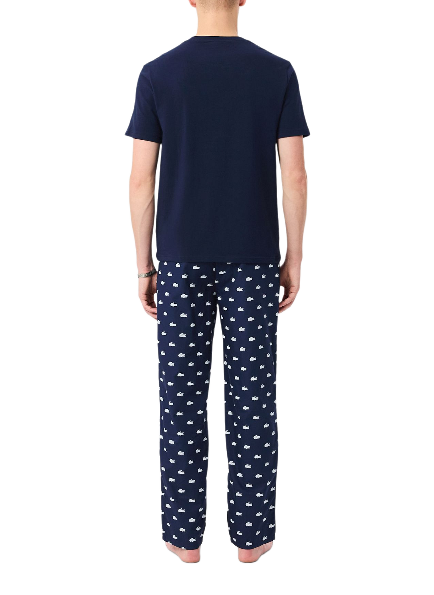 Set di pigiama lungo con loghi in misto cotone LACOSTE Blu