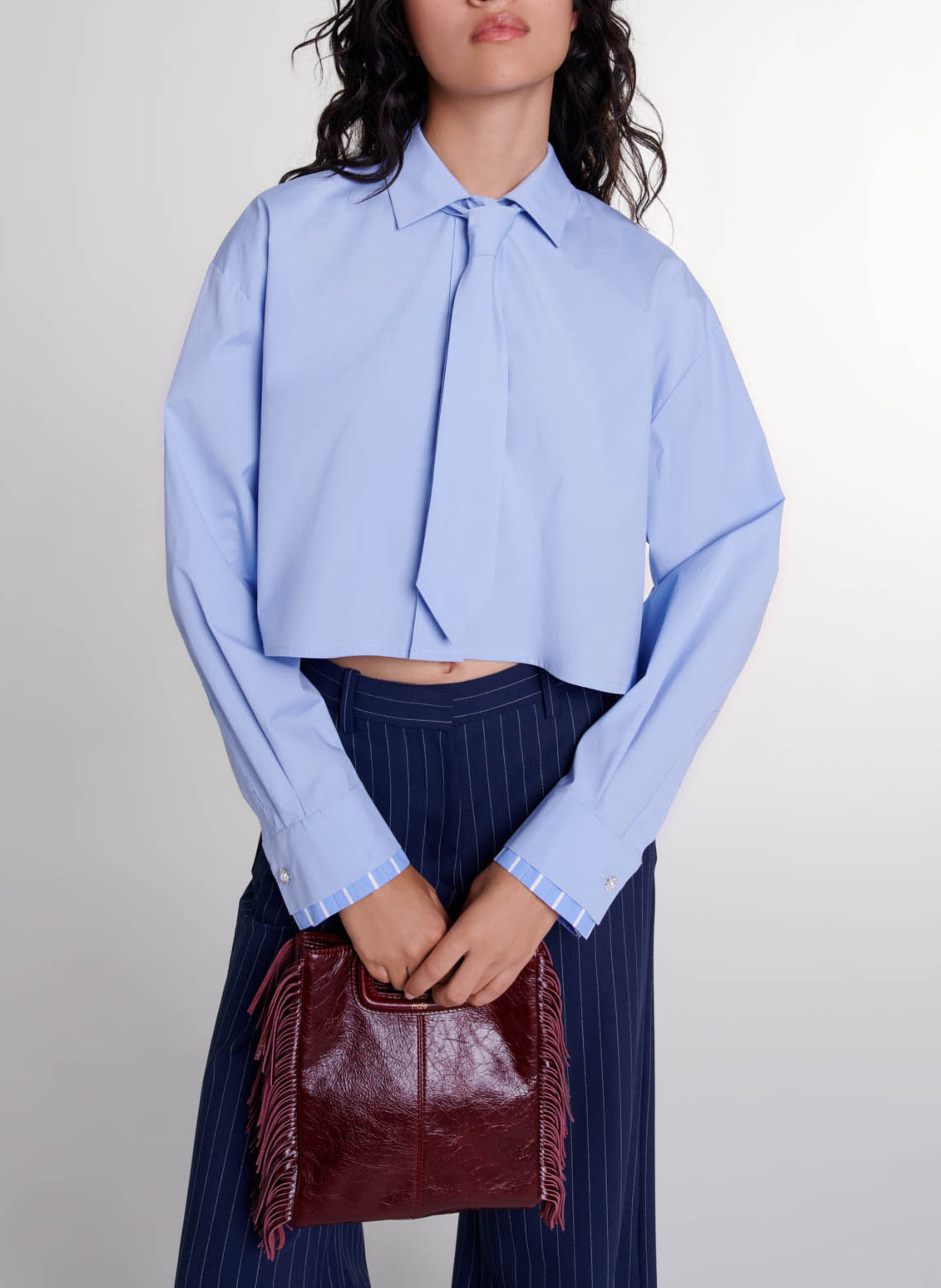 Sac bandoulière en cuir m MAJE Rouge