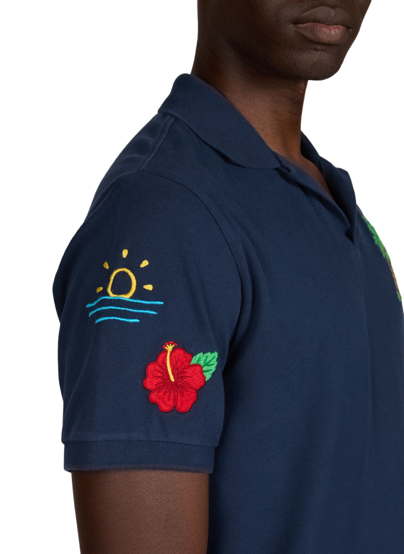 Polo con múltiples bordados en mezcla de algodón MC2 SAINT BARTH Azul