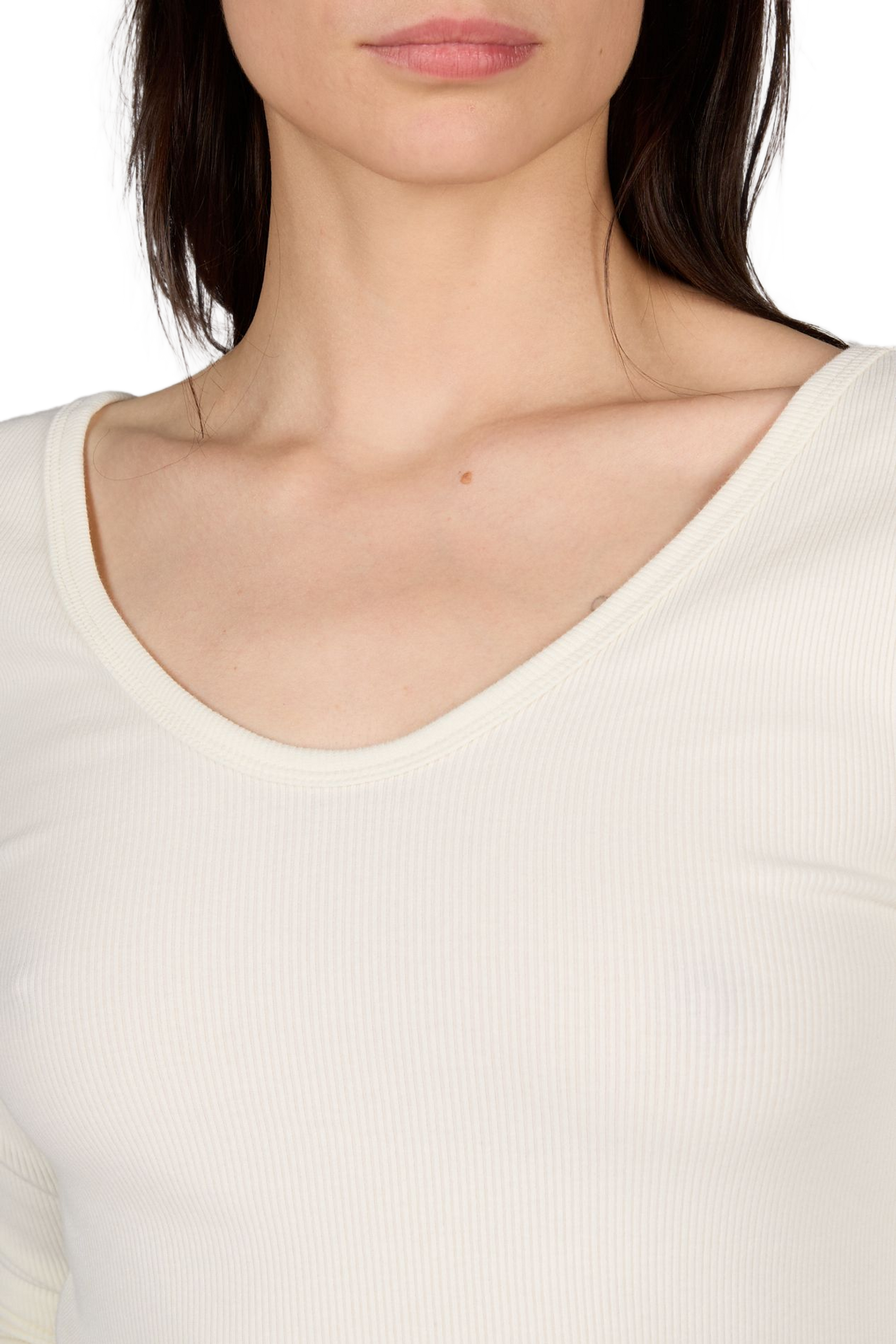 Geripptes Baumwollmischungs-Top Wendy TOPSHOP Beige