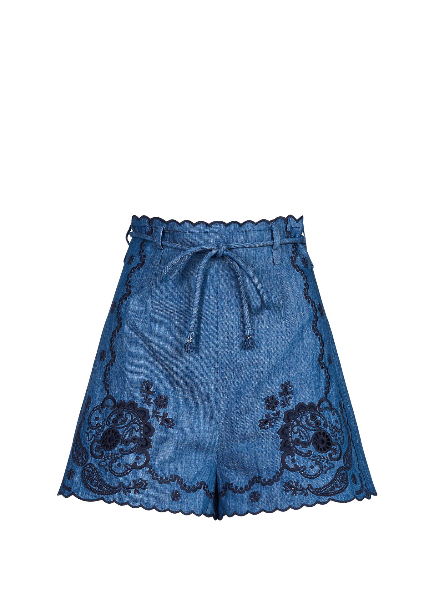 Hohe Taille Denim Shorts ZIMMERMANN Blau