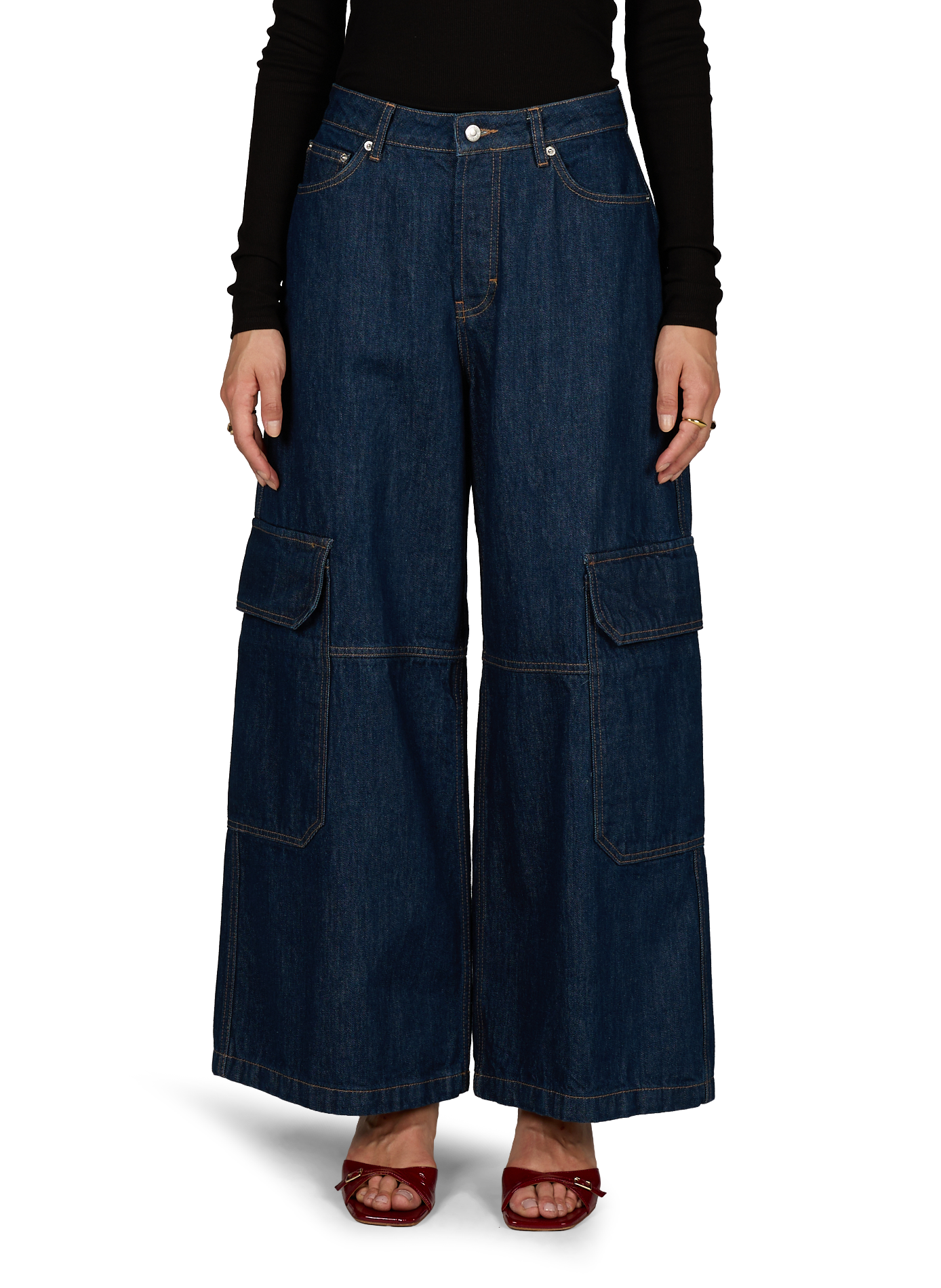 Wide cotton jeans TOPSHOP Blue