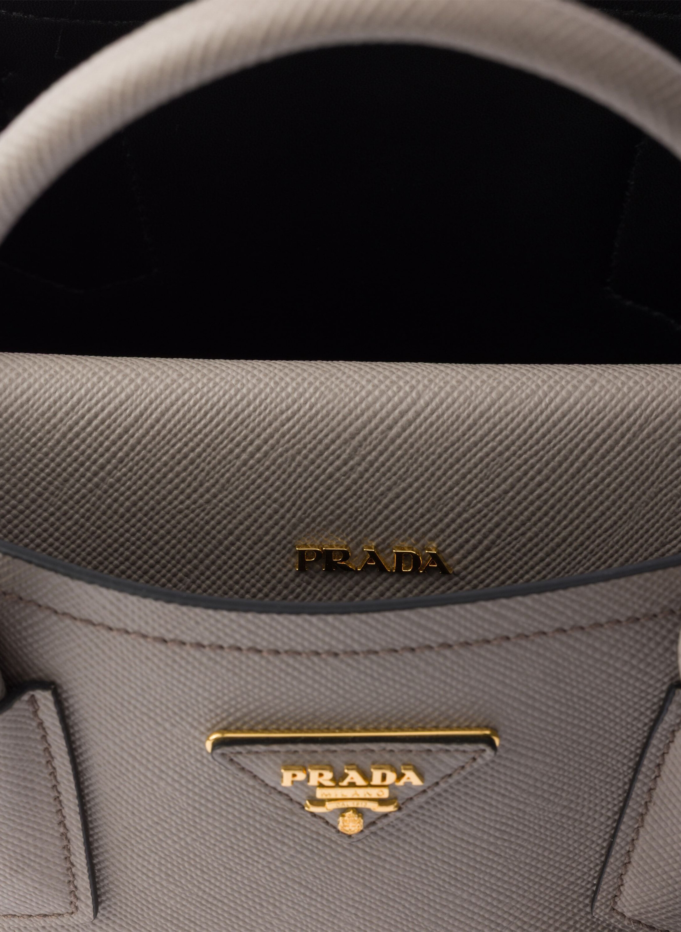Sac prada double en cuir saffiano PRADA Gris