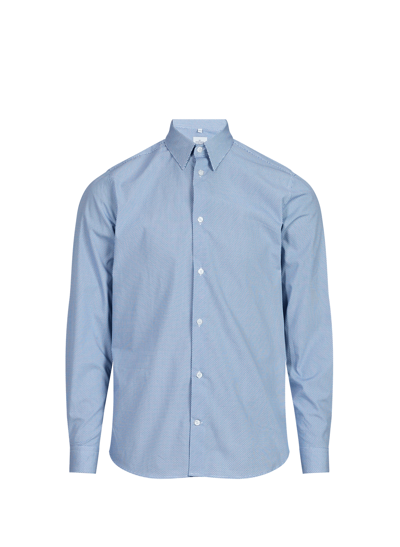 Slim-fit overhemd met klassieke kraag van bedrukt katoen. AU PRINTEMPS PARIS Blauw