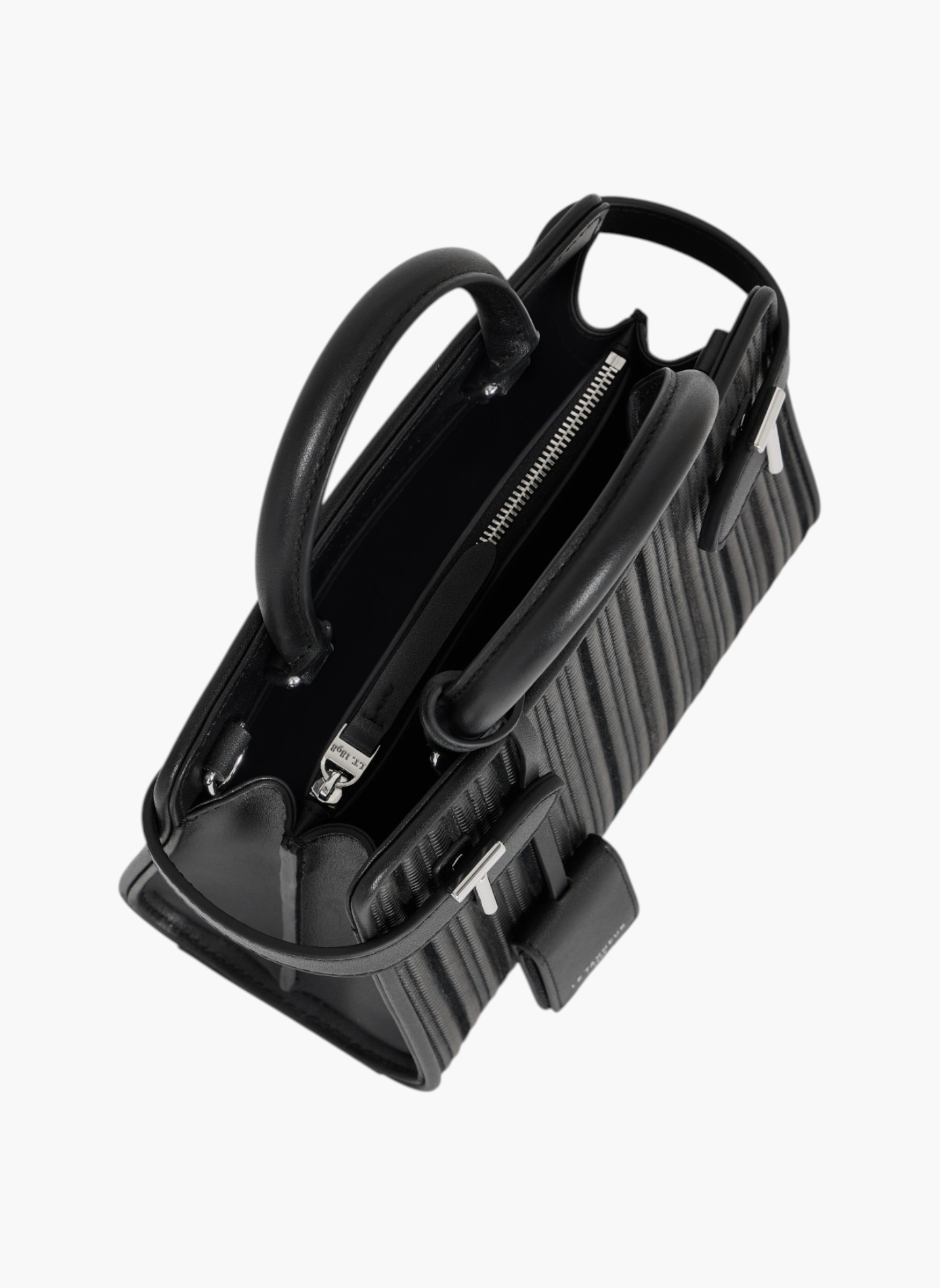 Petit sac à main emilie en cuir tressé réemployé LE TANNEUR Noir