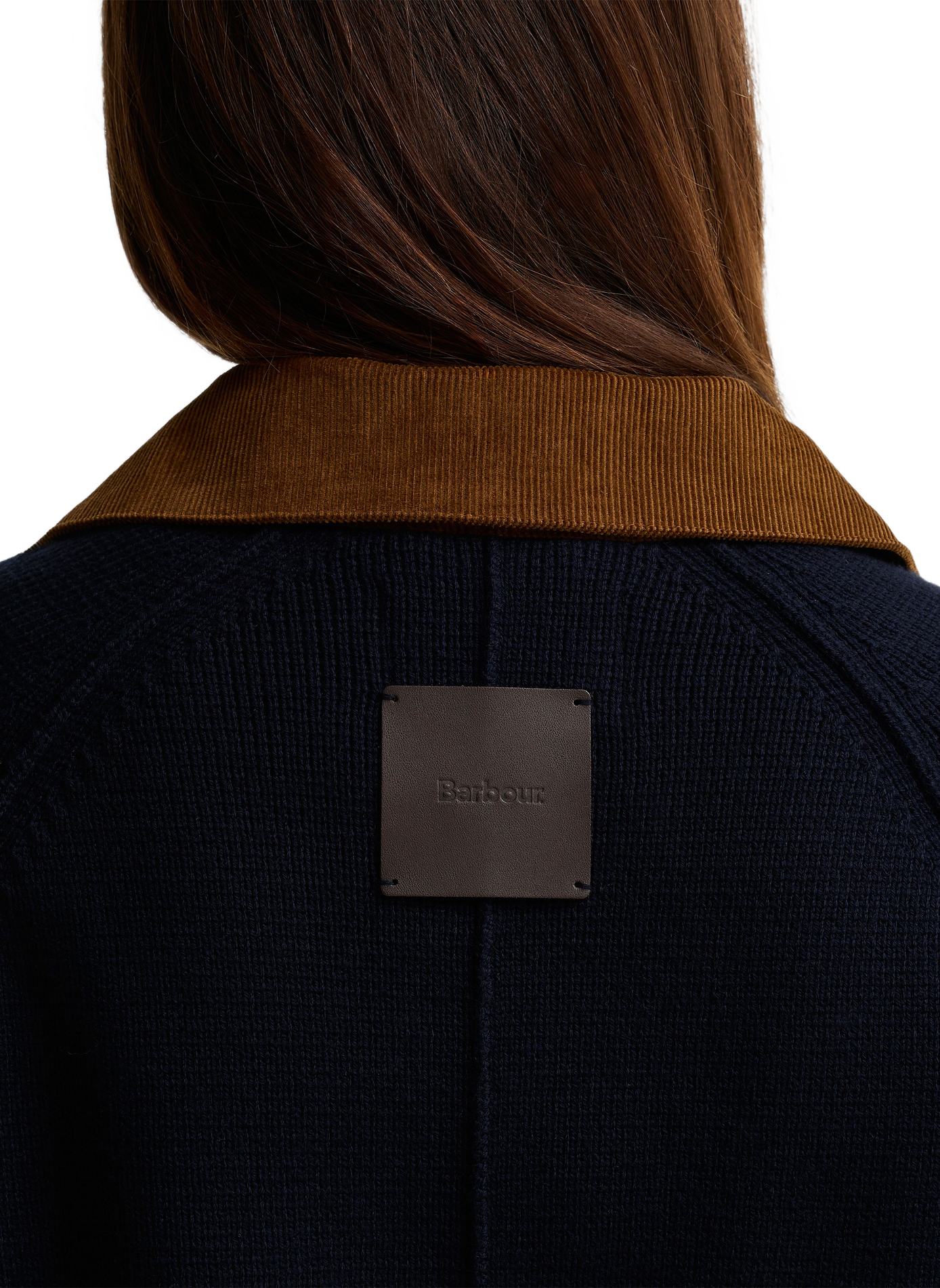 Cardigan côtelé en coton et laine mérinos BARBOUR Bleu