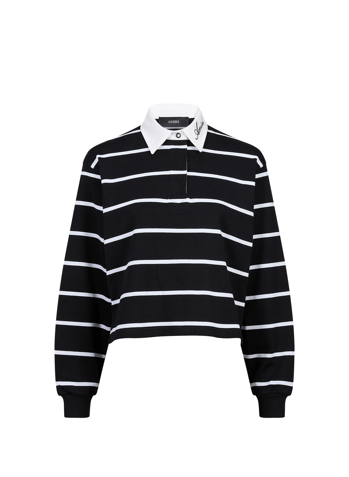 Polo court à rayures en coton AMIRI Noir