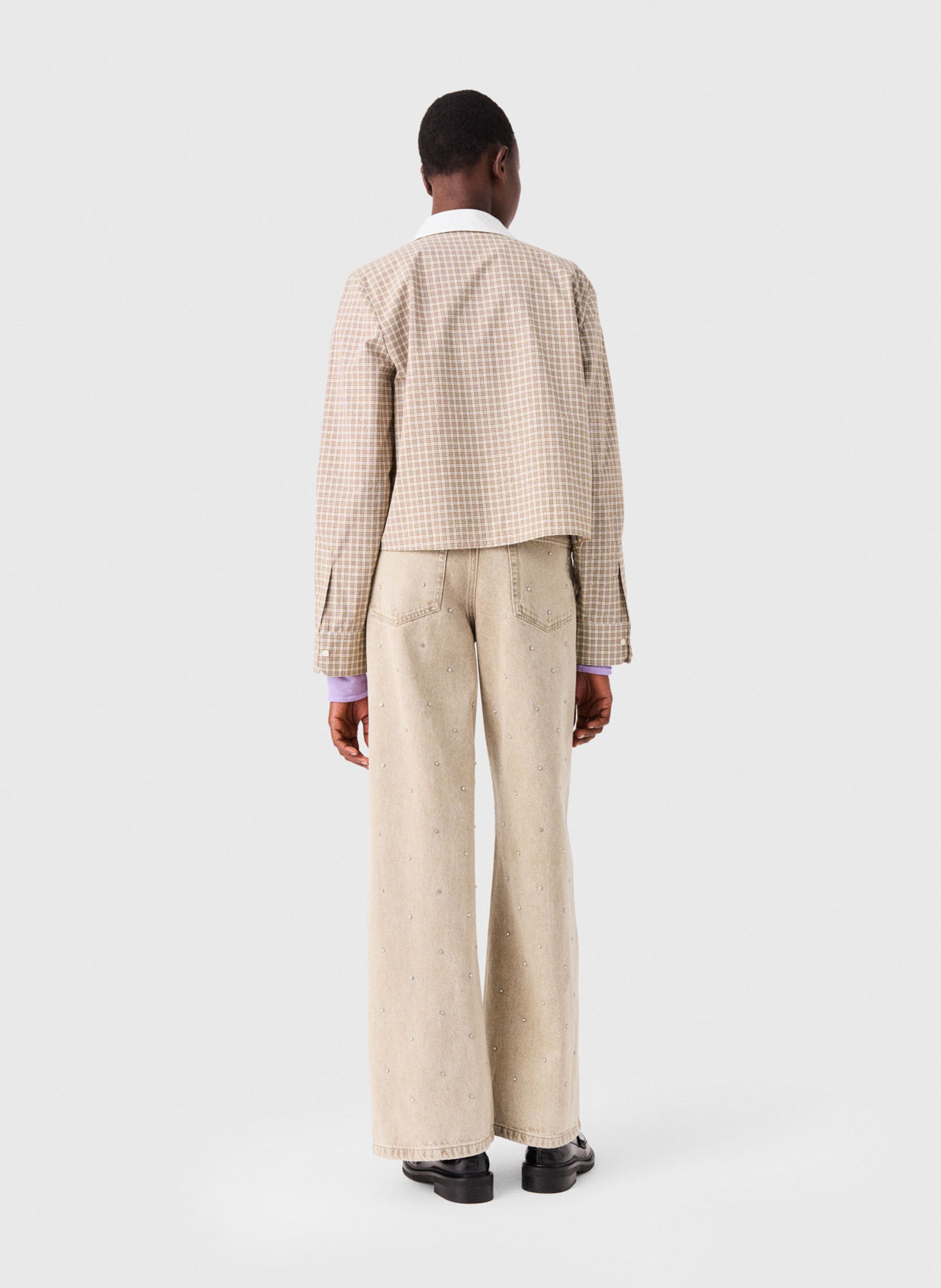 Chemise col classique en coton MAJE Beige