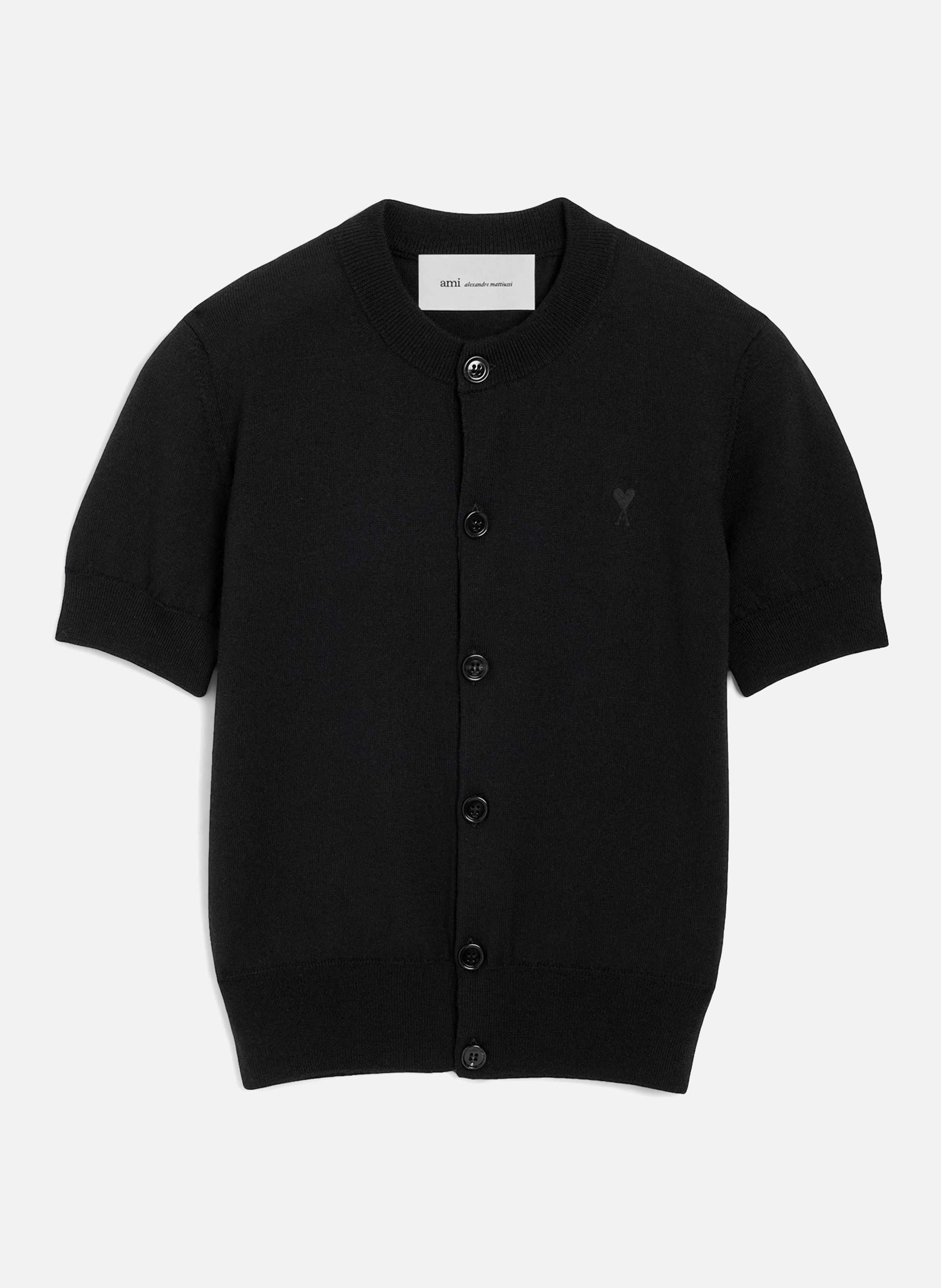 Cardigan en laine manches courtes ami de coeur AMI PARIS Noir