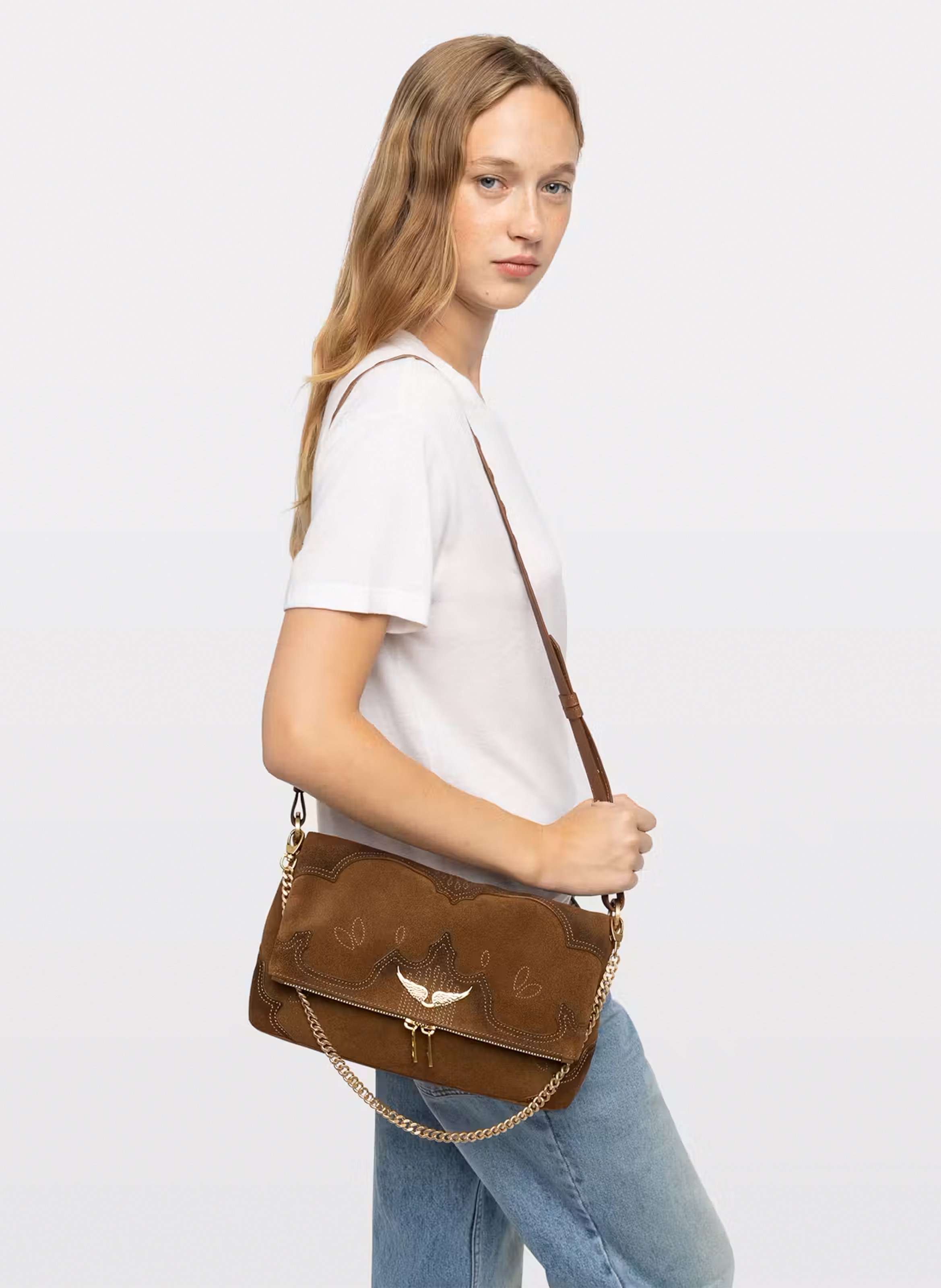 Schoudertas van leer Rocky II ZADIG&VOLTAIRE Bruin