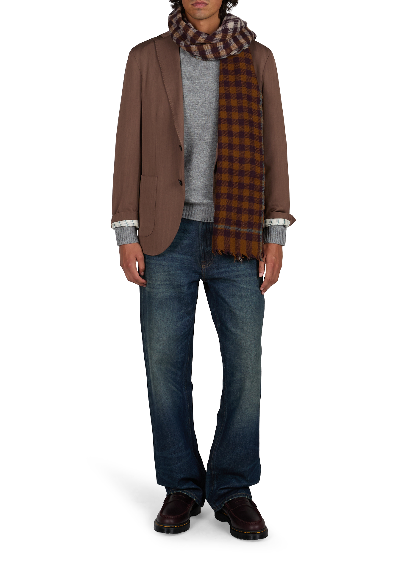 Solid wool straight blazer BOGLIOLI Brown