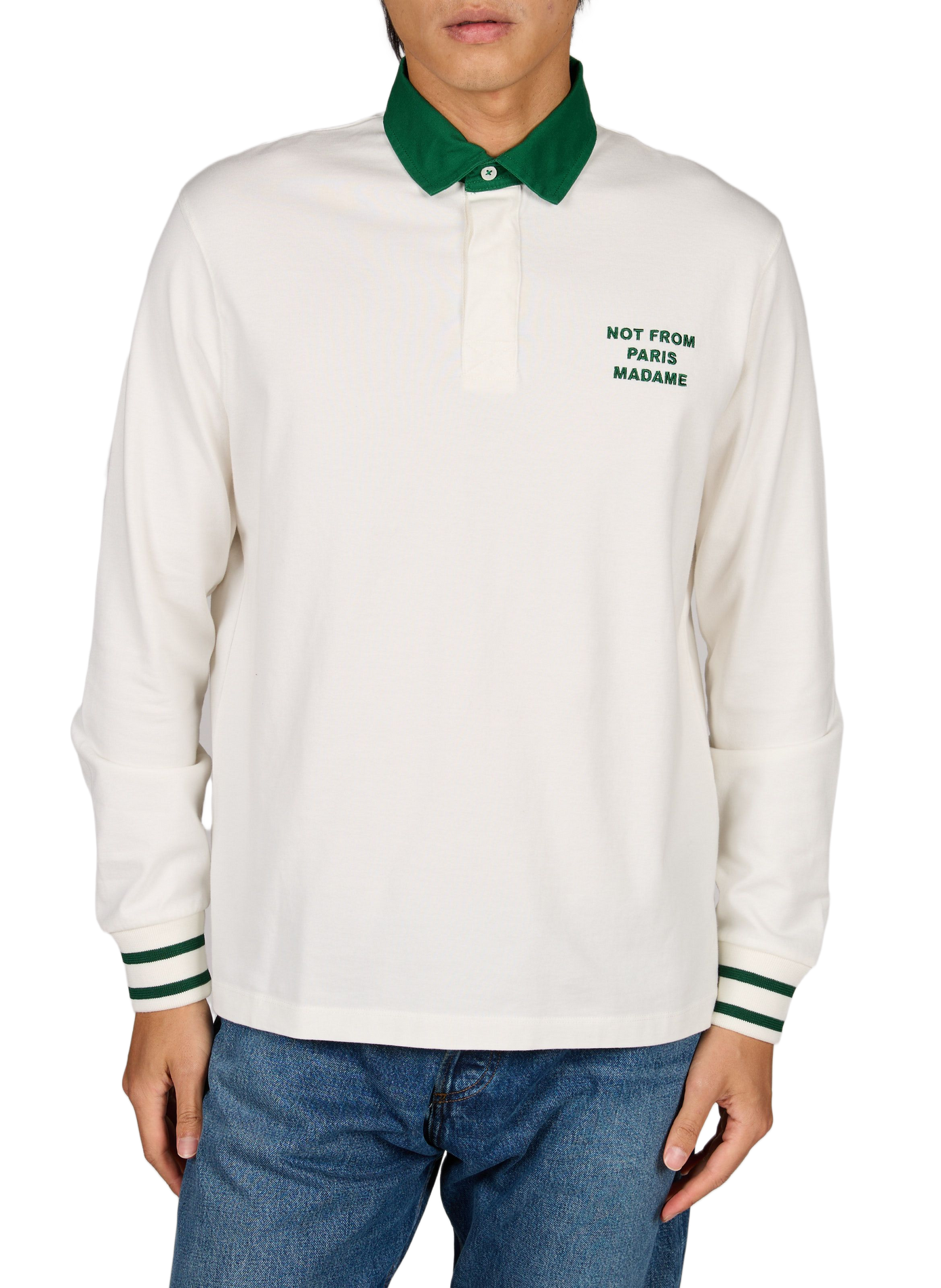 Straight polo with embroidered logo in cotton DROLE DE MONSIEUR White