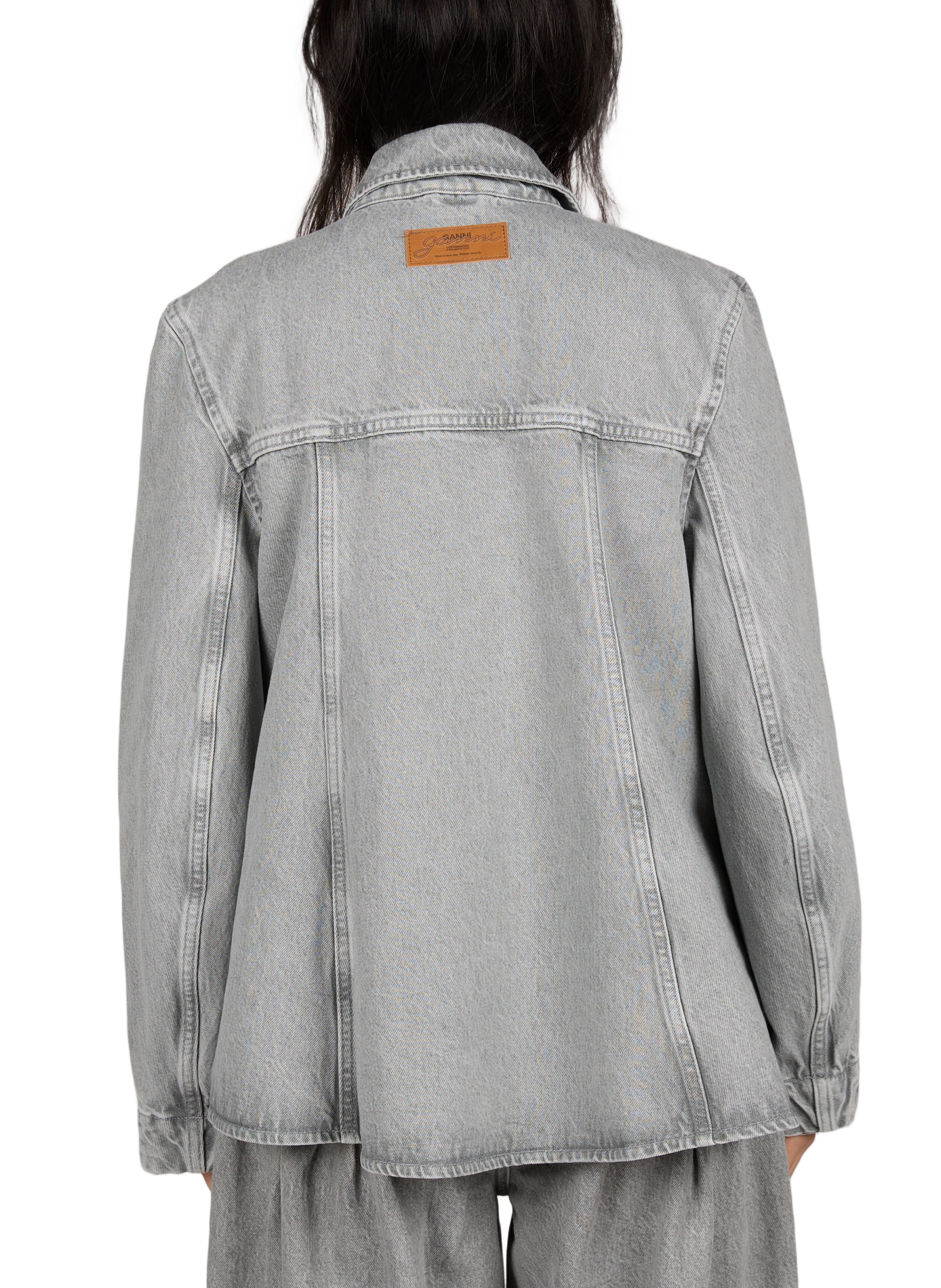 Straight cotton denim jacket GANNI Grey