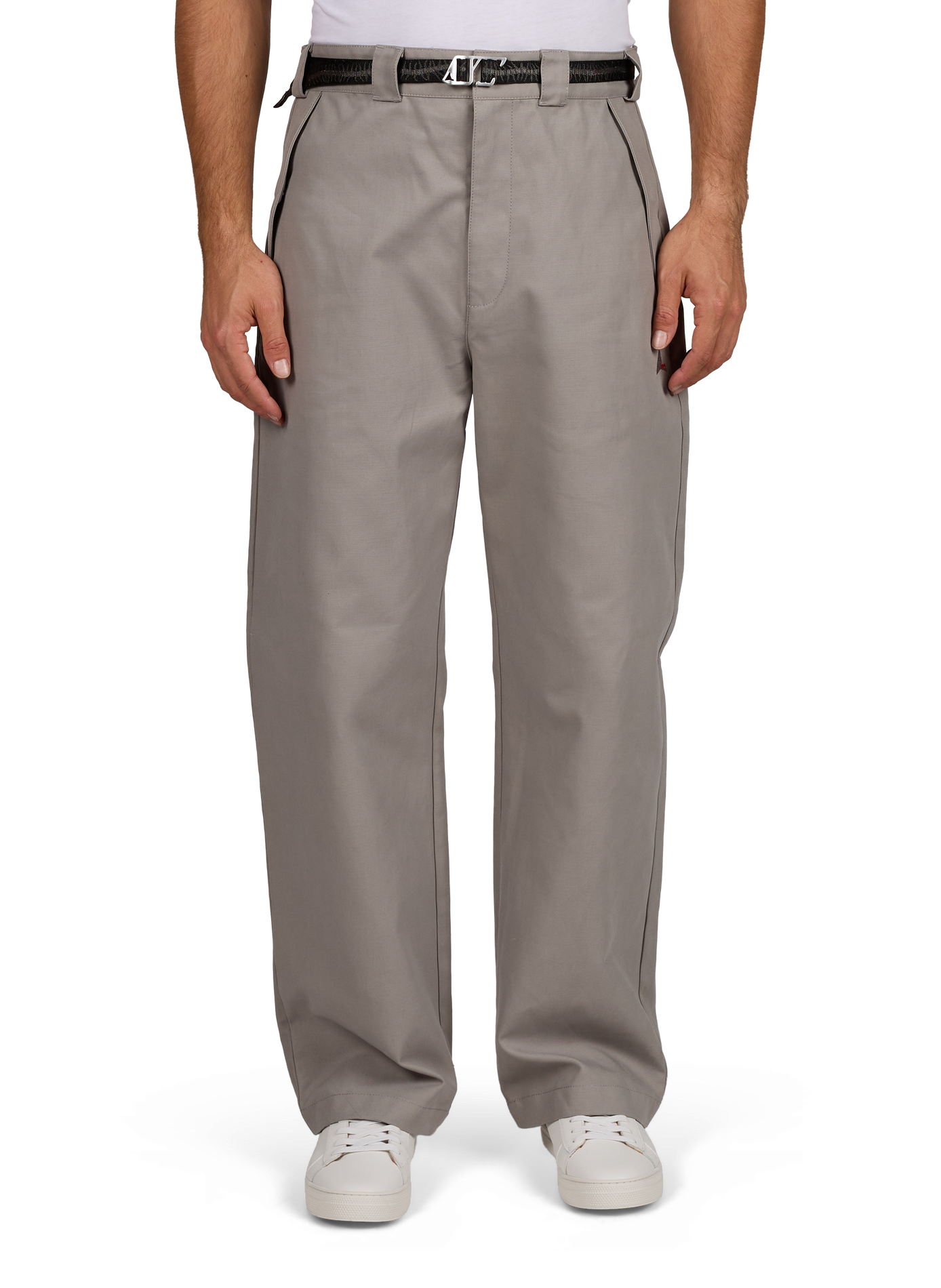 Gerade geschnittene Hose aus Baumwolle mit gesticktem Logo | Grau ROA Herren