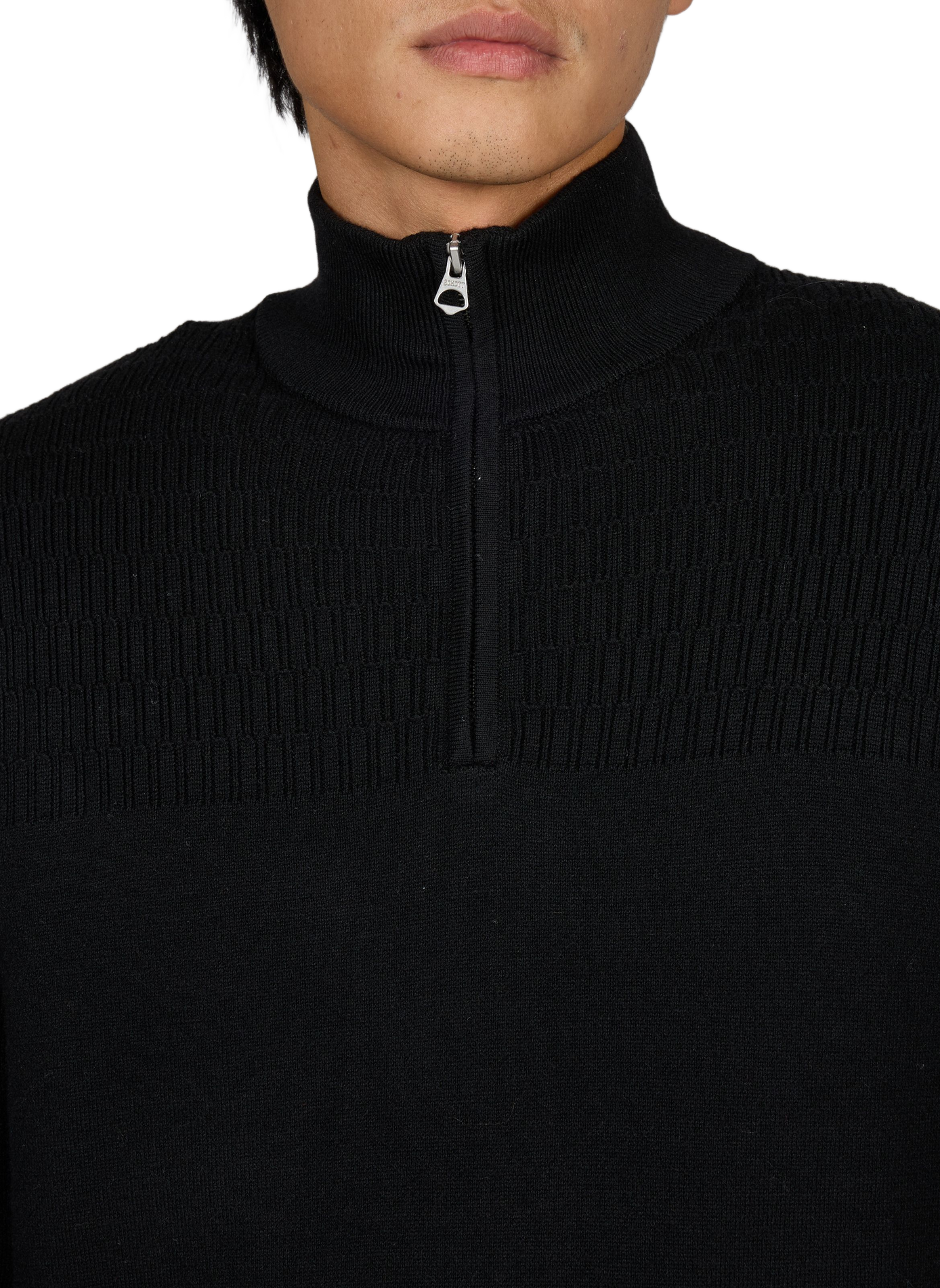 Pullover mit Reißverschluss-Stehkragen SCHOTT Schwarz