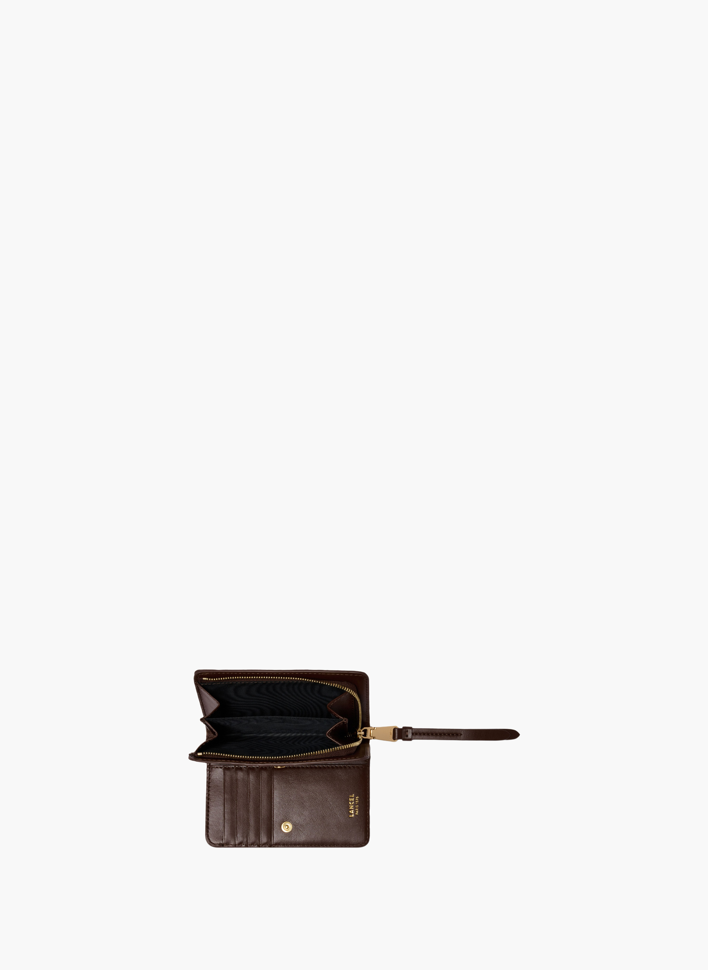 Portefeuille rectangulaire zippé origami de lancel en cuir LANCEL Marron