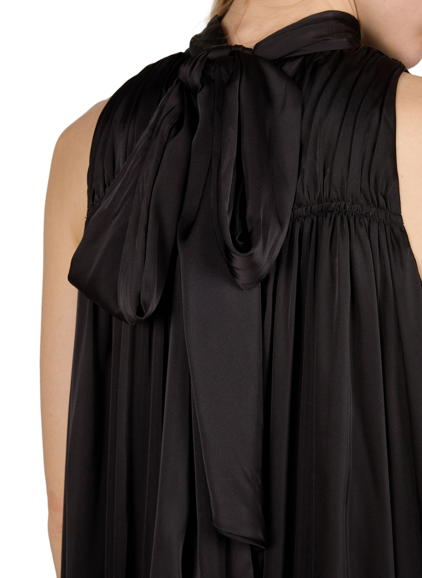 Loose-Fitting Short Satin Dress ROTATE Black