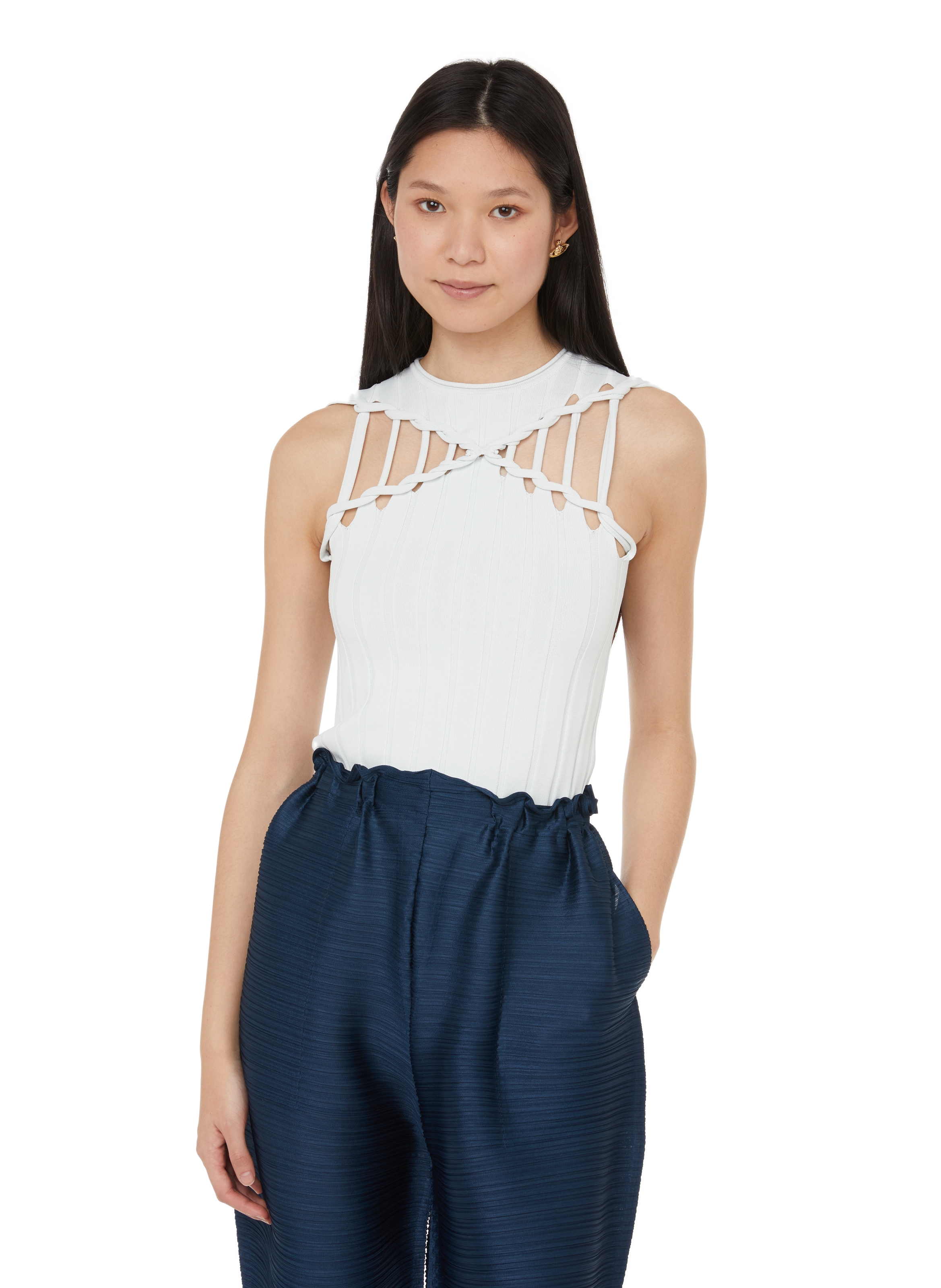 Top en maille à découpes DION LEE Bleu