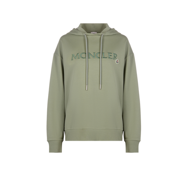 Moncler Organic Cotton-blend Hoodie With Logo In Green