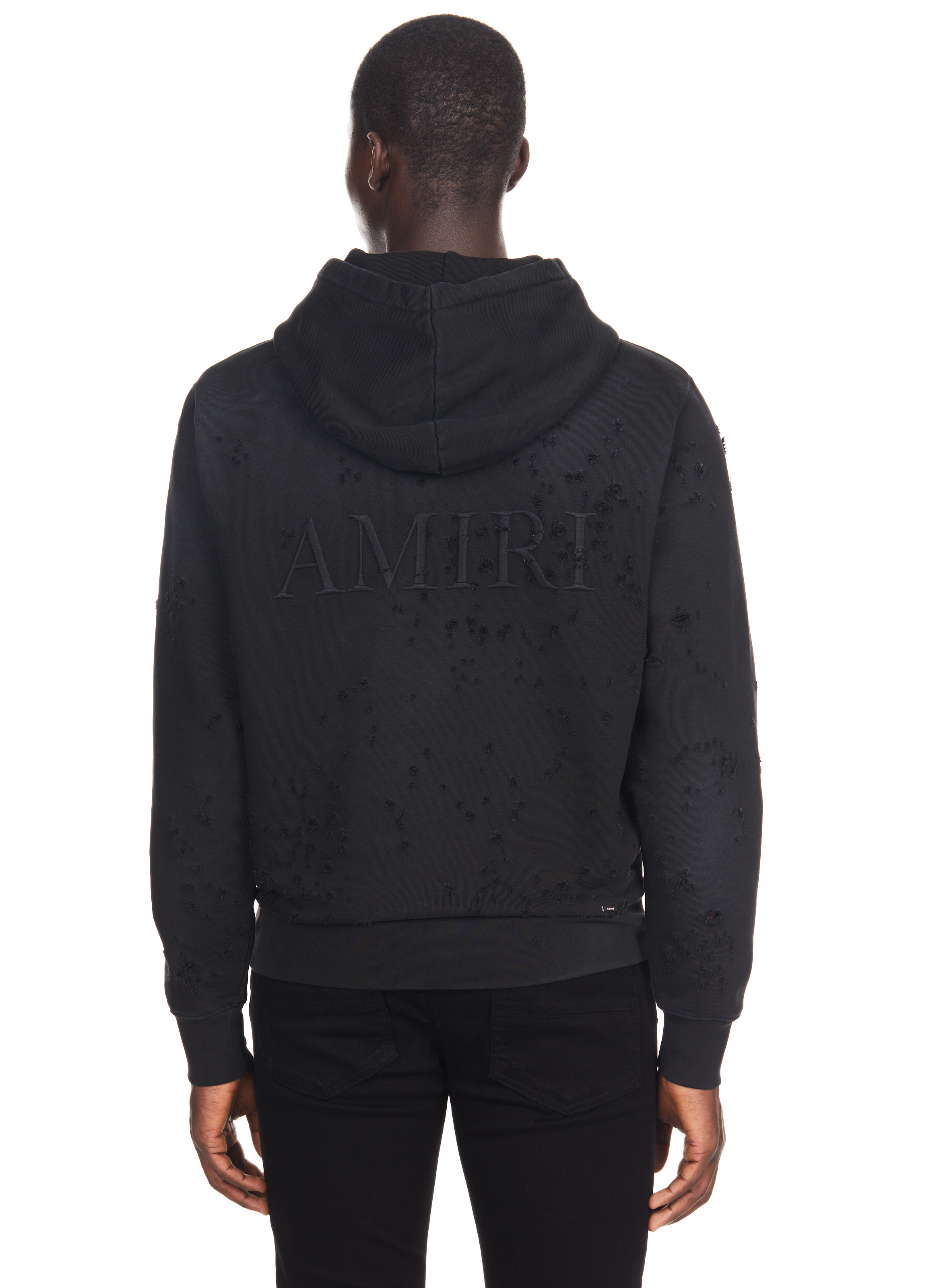 Ripped cotton hoodie AMIRI Black