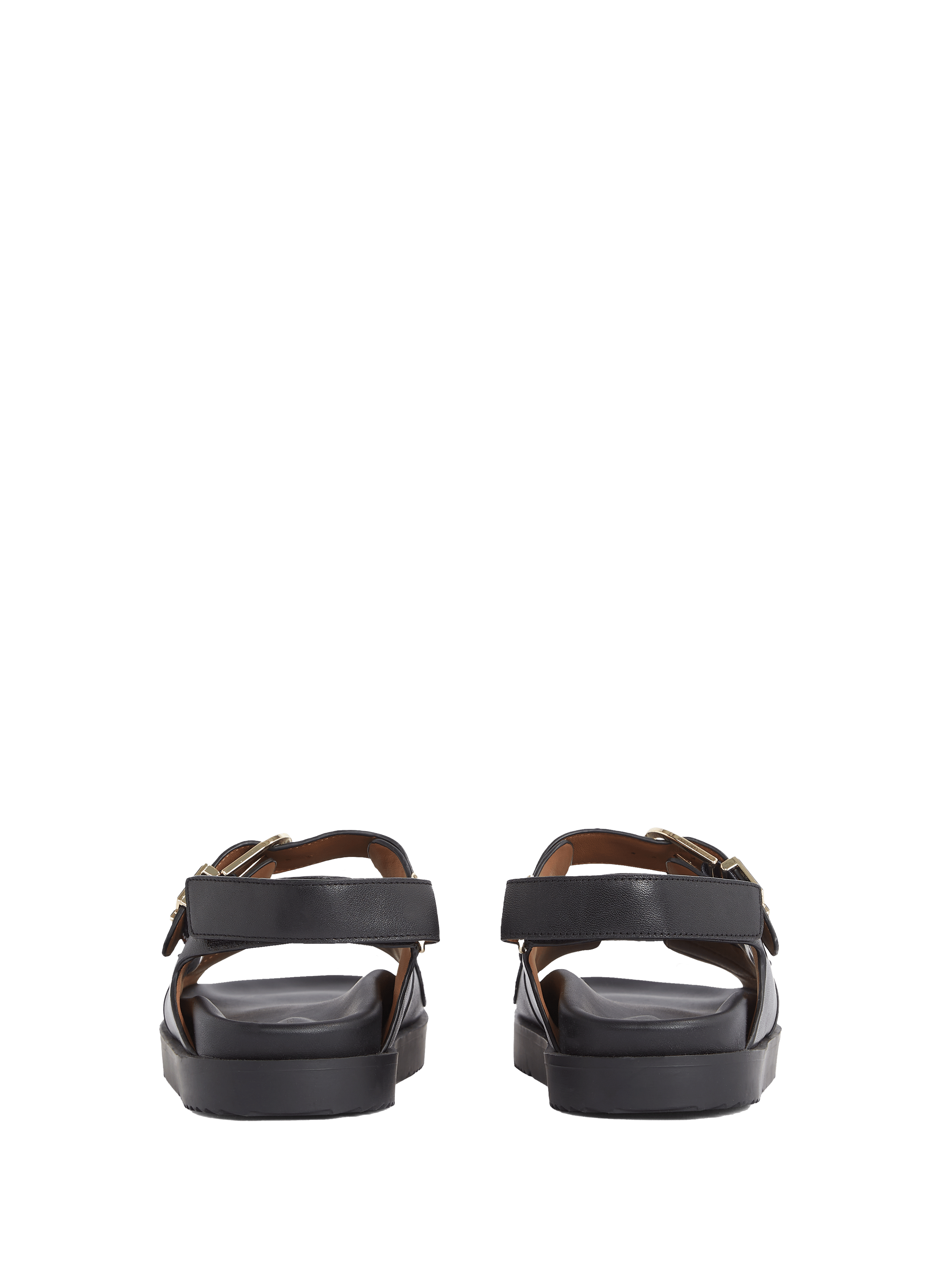 Leather sandals with serrated sole Black