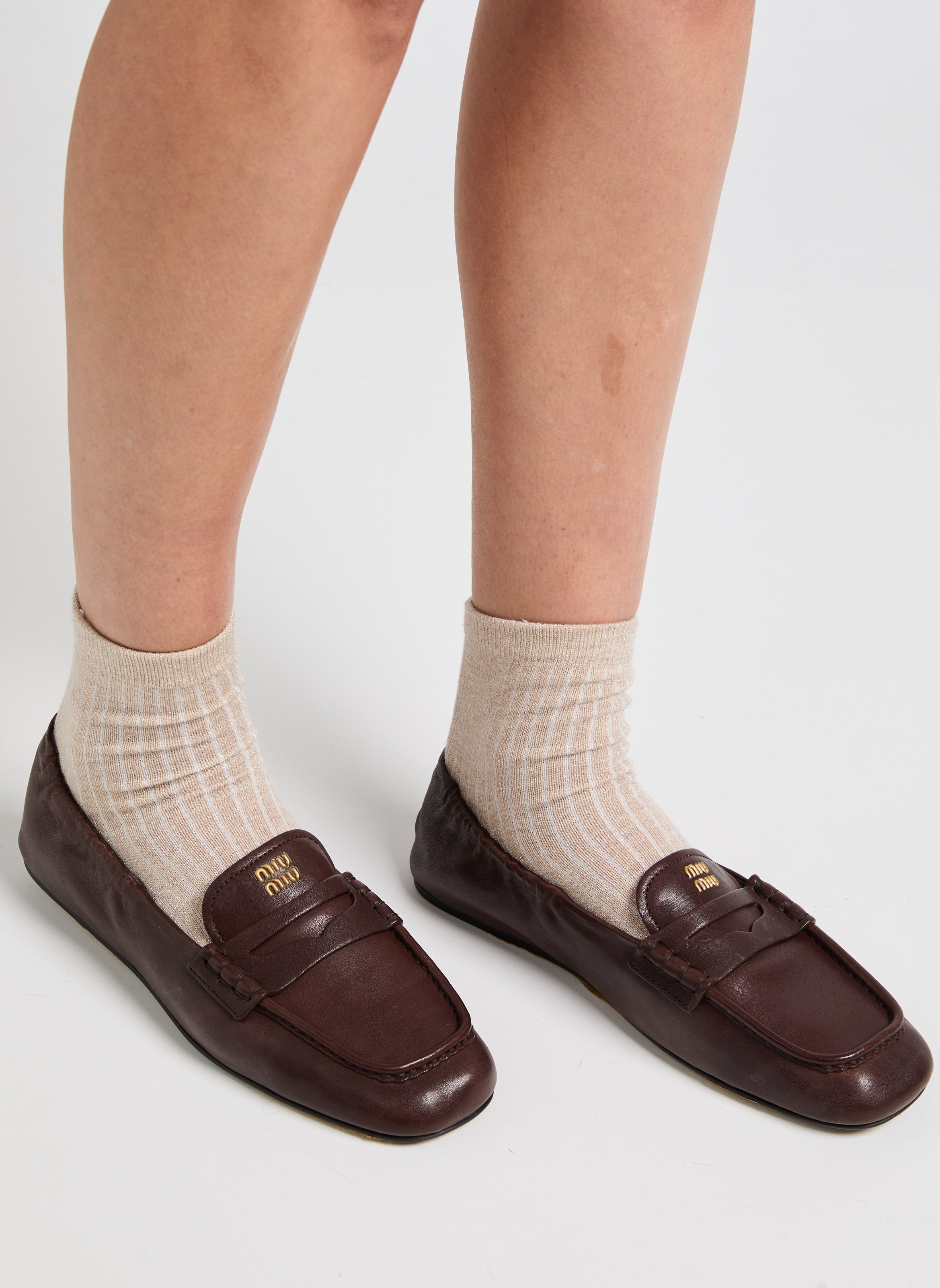 Calfskin leather loafers MIU MIU Brown
