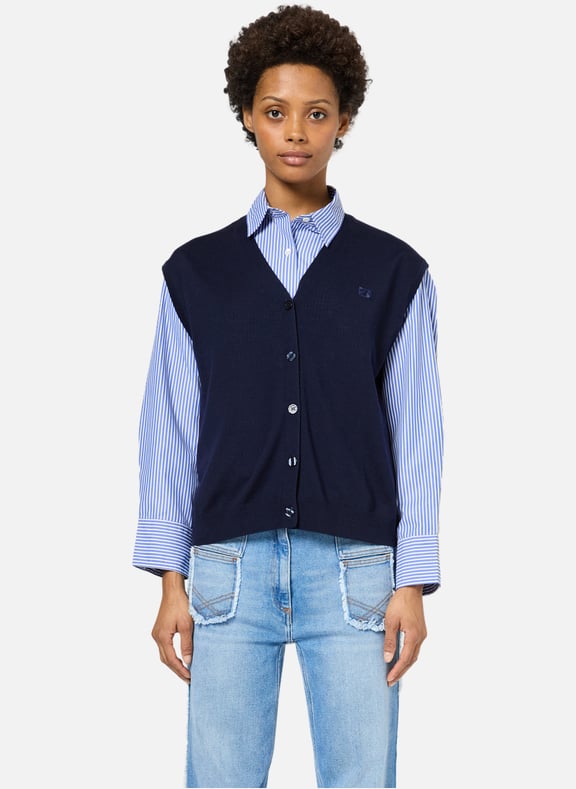 Gilet sans manche en laine fine - june Bleu by GERARD DAREL GERARD DAREL Gilet sans manche en laine fine - june Bleu